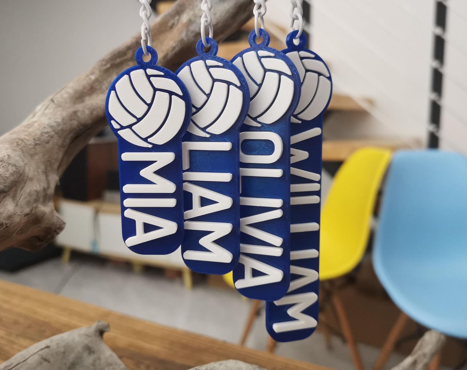 Bulk of 10/20/30 Personalized Custom Team Blue Volleyball Keychain Backpack charms name tag Keyring 3D Printed Game Day Sport Team Personalized Backpack charms Luggage Bag Party Favor Coach Gifts