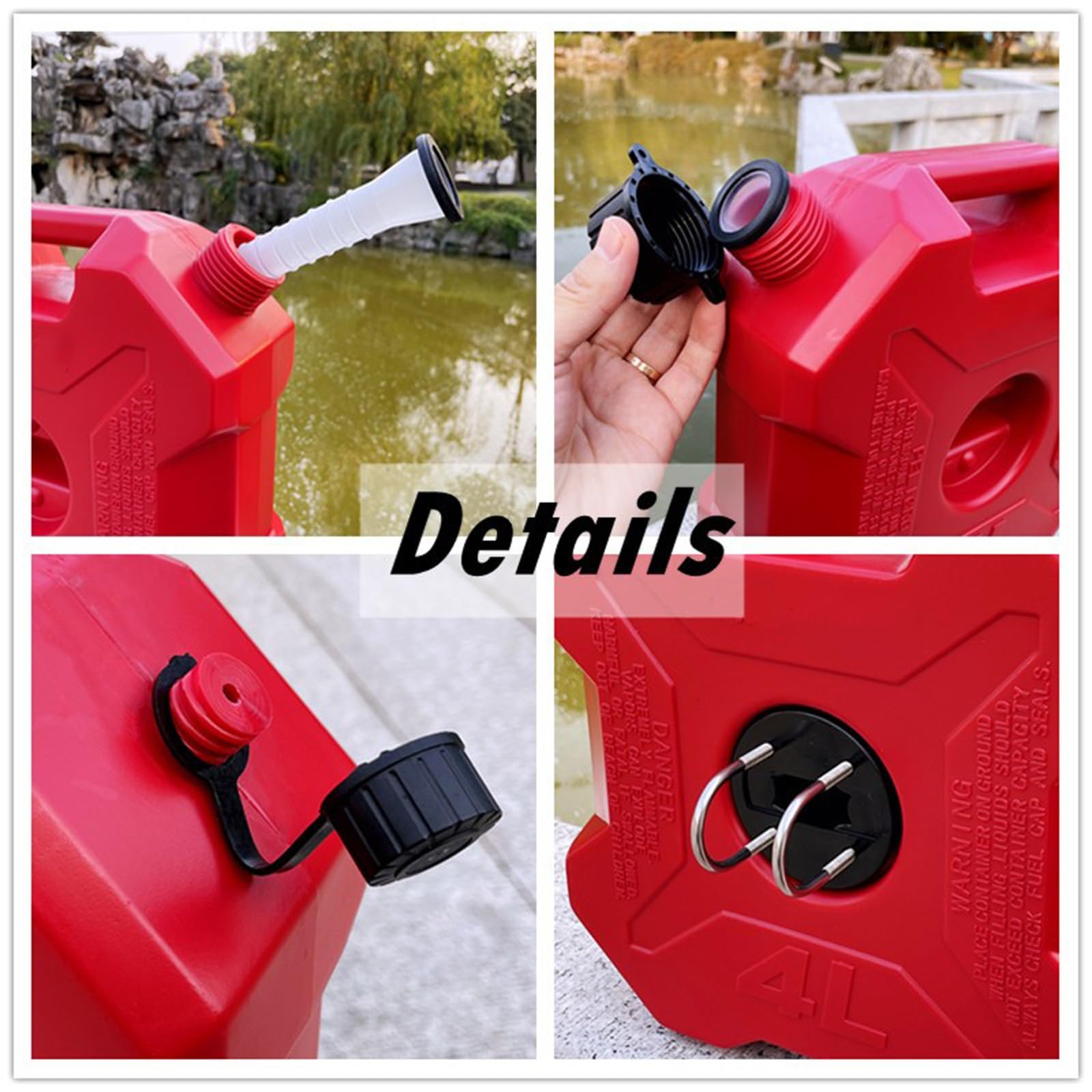 Bidon Gasolina, Garrafas de Aceite de Motor de Plástico con Cierre de Seguridad, Ligeras, Prácticas y Fáciles de Instalar, Aptas para Motocicletas y Coches(Black)