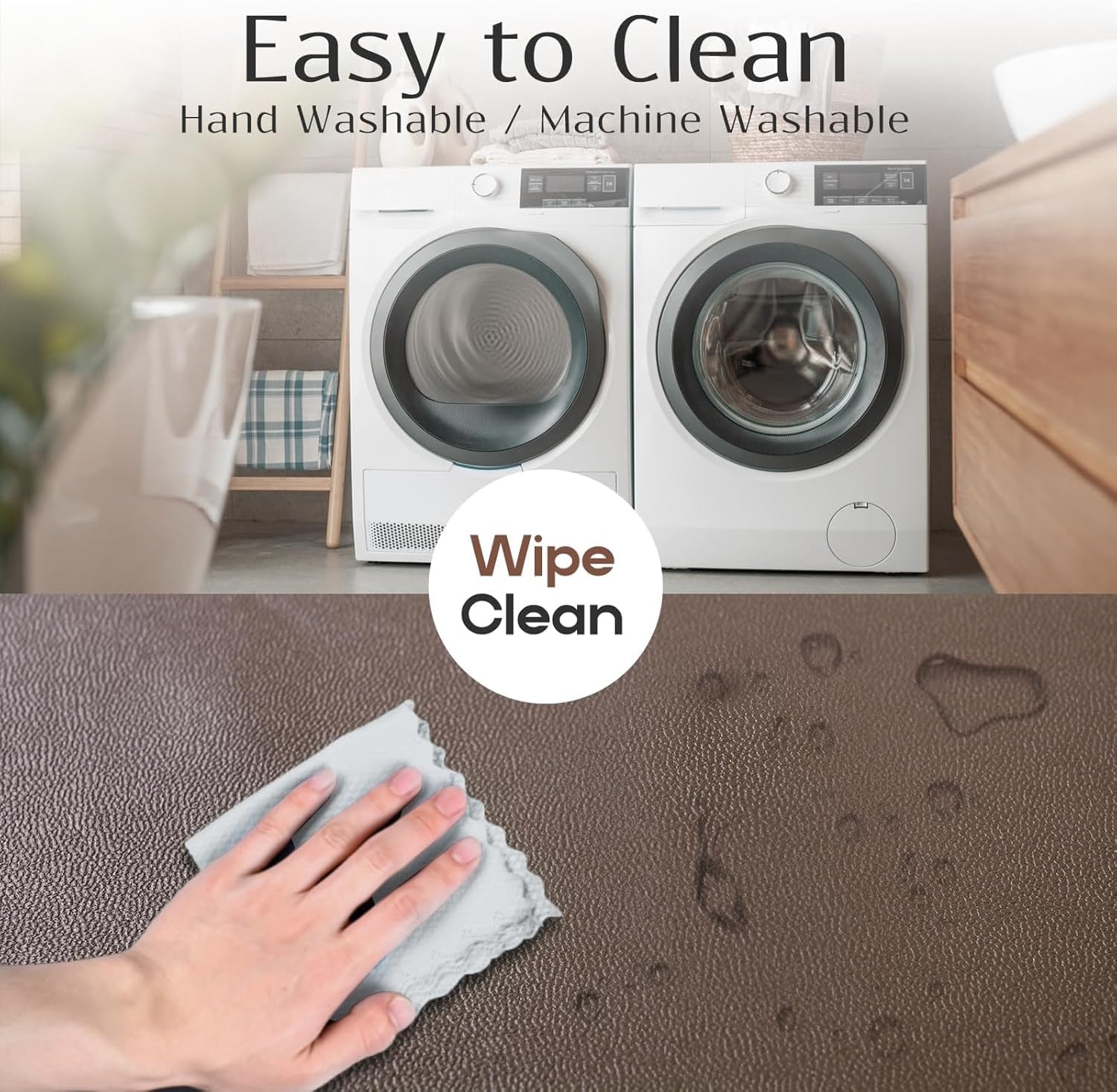 Alishomtll PU Chair Covers Set of 4/6 Leather Stretch Universal Chair Slipcovers Waterproof Elastic Dining Room Chair Covers Washable Chairs Protection for Kitchen Restaurant Hotel (Brown, 6 pcs)