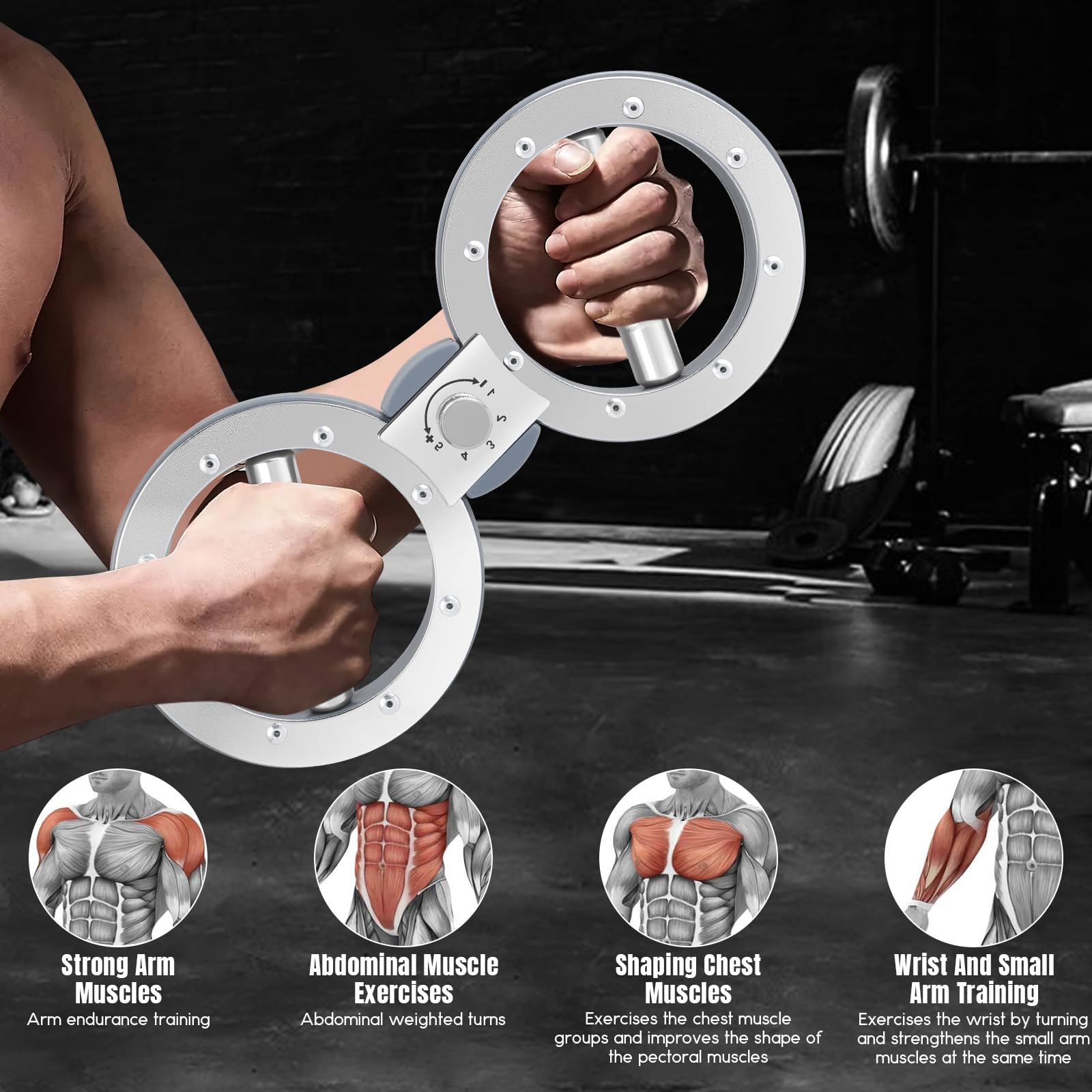 Machine à brûler 5,4 kg avec 2 bandes de transpiration, rotation à 360 °, appareil d'exercice pour avant-bras, résistance réglable, entraînement rotatif multi-fonctions