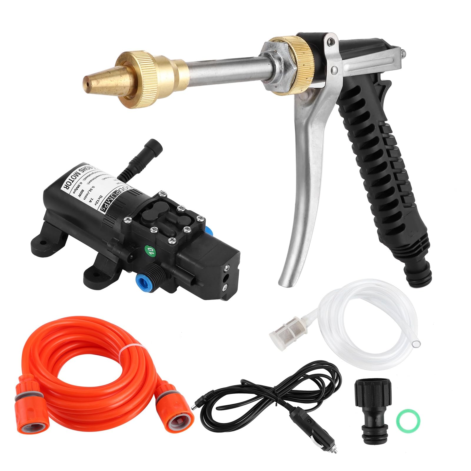 Keenso Pulvérisateur d'Eau de Voiture 12V 130psi Haut-pression Pompe 80W Kit Tuyau