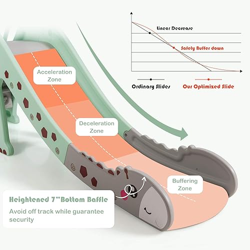 Miniatura 4 de Baby Joy Slide para niños, juego grande para escalador de juegos con pendiente de deslizamiento extralarga, aro de baloncesto y bola, regalo ideal