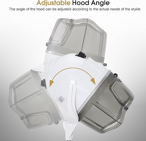 Miniatura 6 de BarberPub Secador de capó de pelo con capucha de 1300 W con soporte, base rodante de pie de altura ajustable, equipo de salón de belleza con