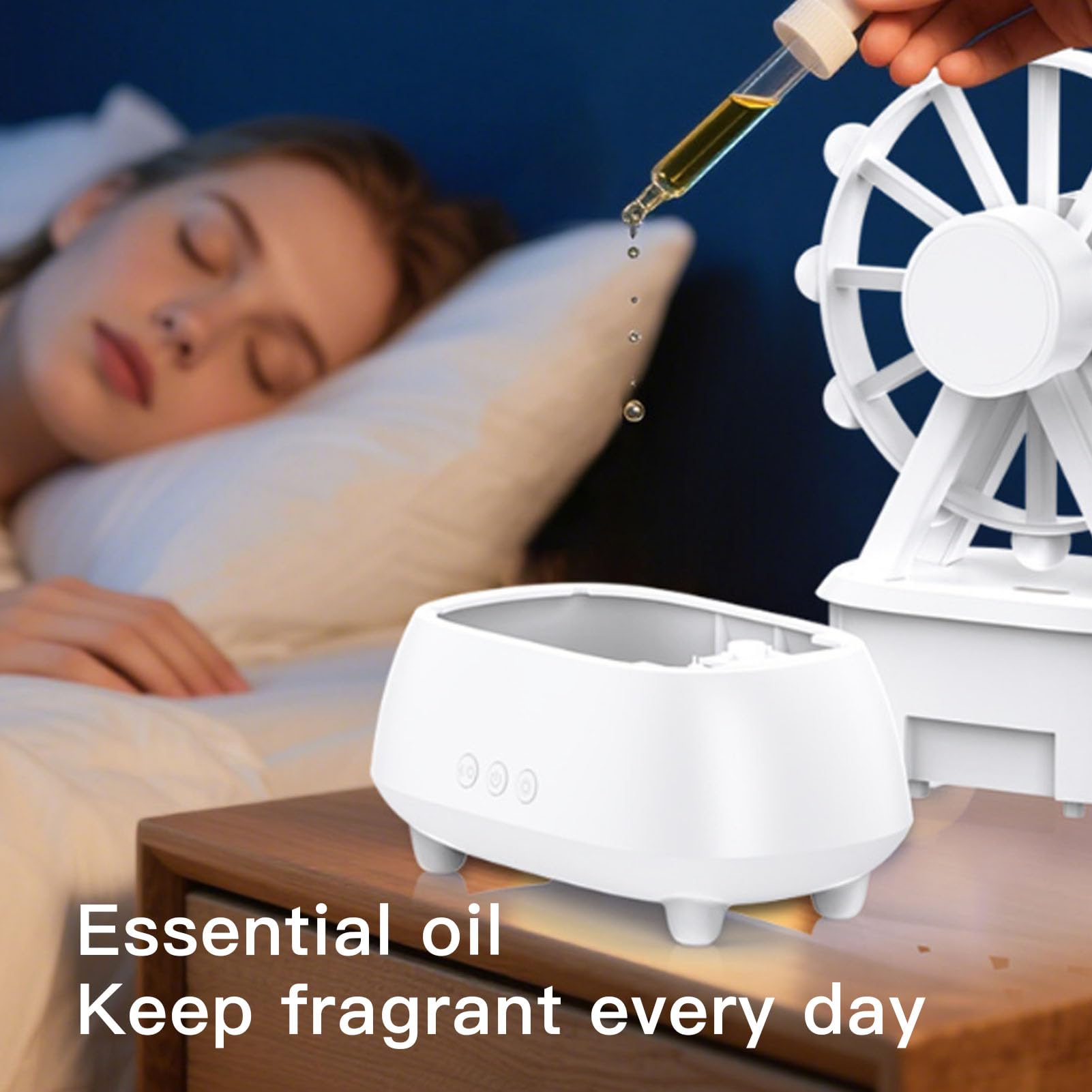 Umidificatore per Luce Notturna con Altoparlante Bluetooth con Design a Ruota Panoramica Rotante per la Camera da Letto di Casa - Diffusore di Oli Essenziali a Nebbia Fredda, Diffusore di