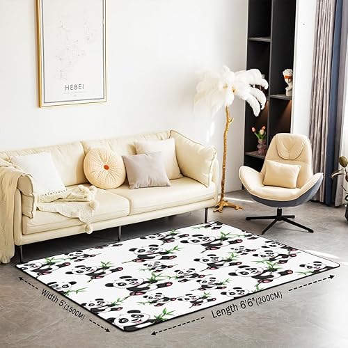 Miniatura 2 de Alfombra de área de panda de 5 x 7 pies, bonita alfombra de oso panda para sala de estar o dormitorio, juego de tapetes decorativos para sala de