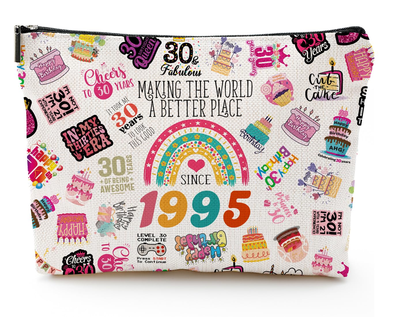 30th Birthday Gifts for Women Makeup Bags, 30th Birthday Decorations for Her, 1995 Anniversary 30 Year Old Gifts Party Favors Ideas for Wife Sister,