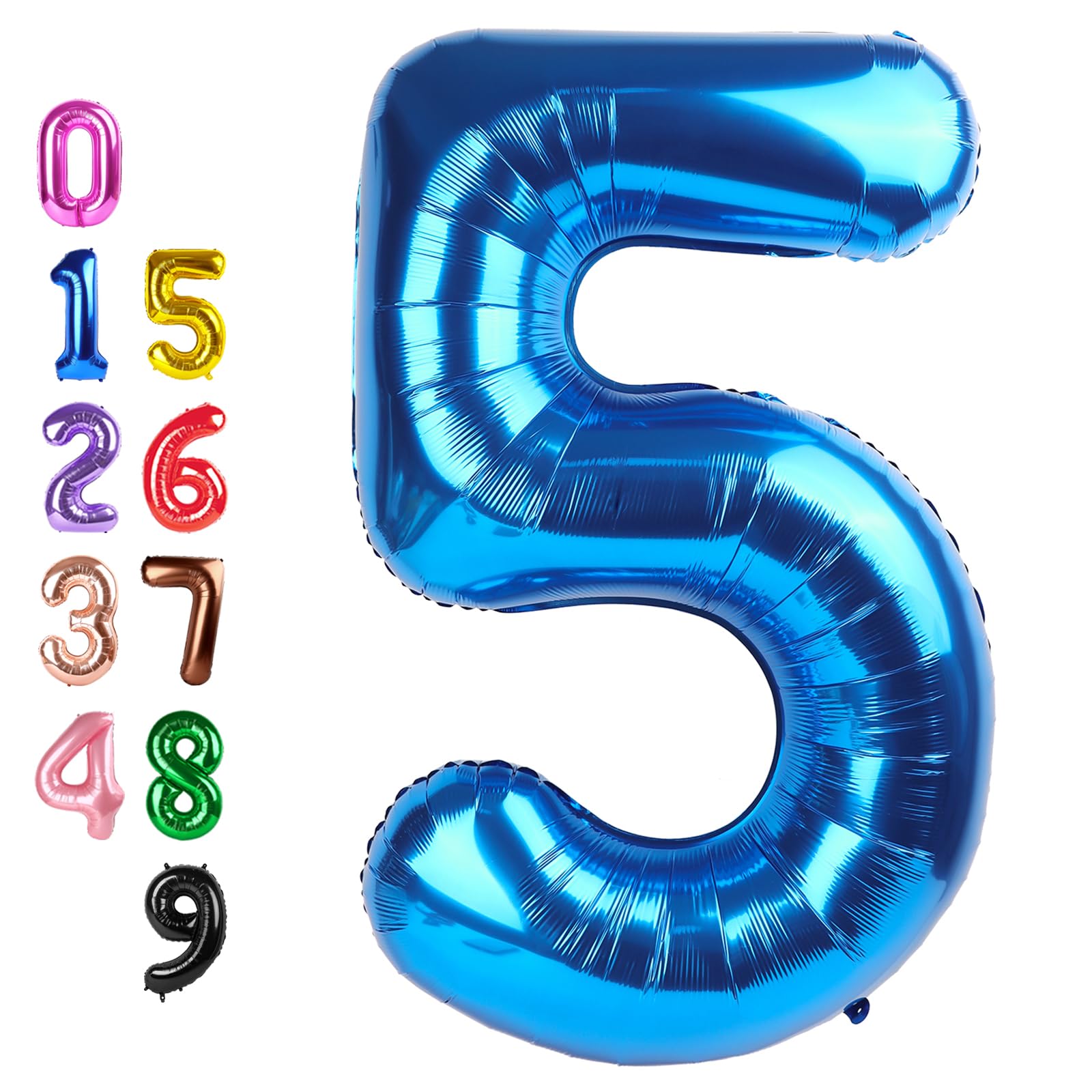 Balloons Number 5, Dark Blue Balloon Numbers for Girls Boys 40 Inch Happy Birthday Decorations for 5 15 25 2025 Graduation Wedding Anniversaries