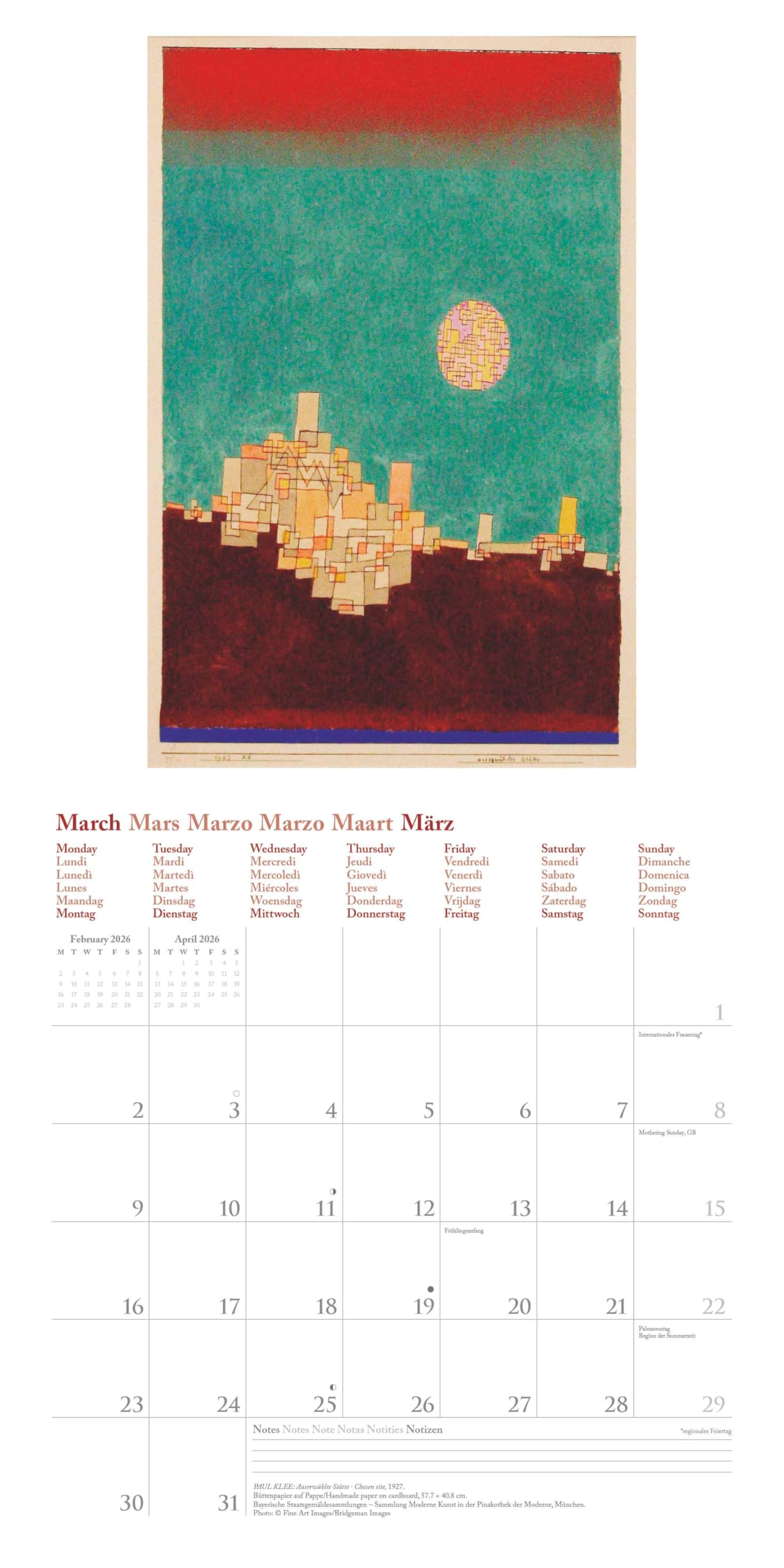 teNeues - Bauhaus 2026 – Kunst-Wandkalender 30x30 cm (30x60 cm geöffnet) | Broschürenkalender mit Meisterwerken für Bauhaus-Fans & Kunstliebhaber