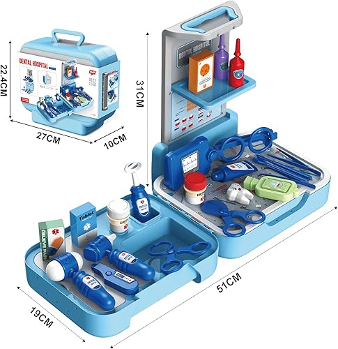 Miniatura 2 de QEEHIR Kit médico para niños juego de 33 piezas de doctor para niños kit de dentista para niños juego de doctor para niños juguetes médicos para
