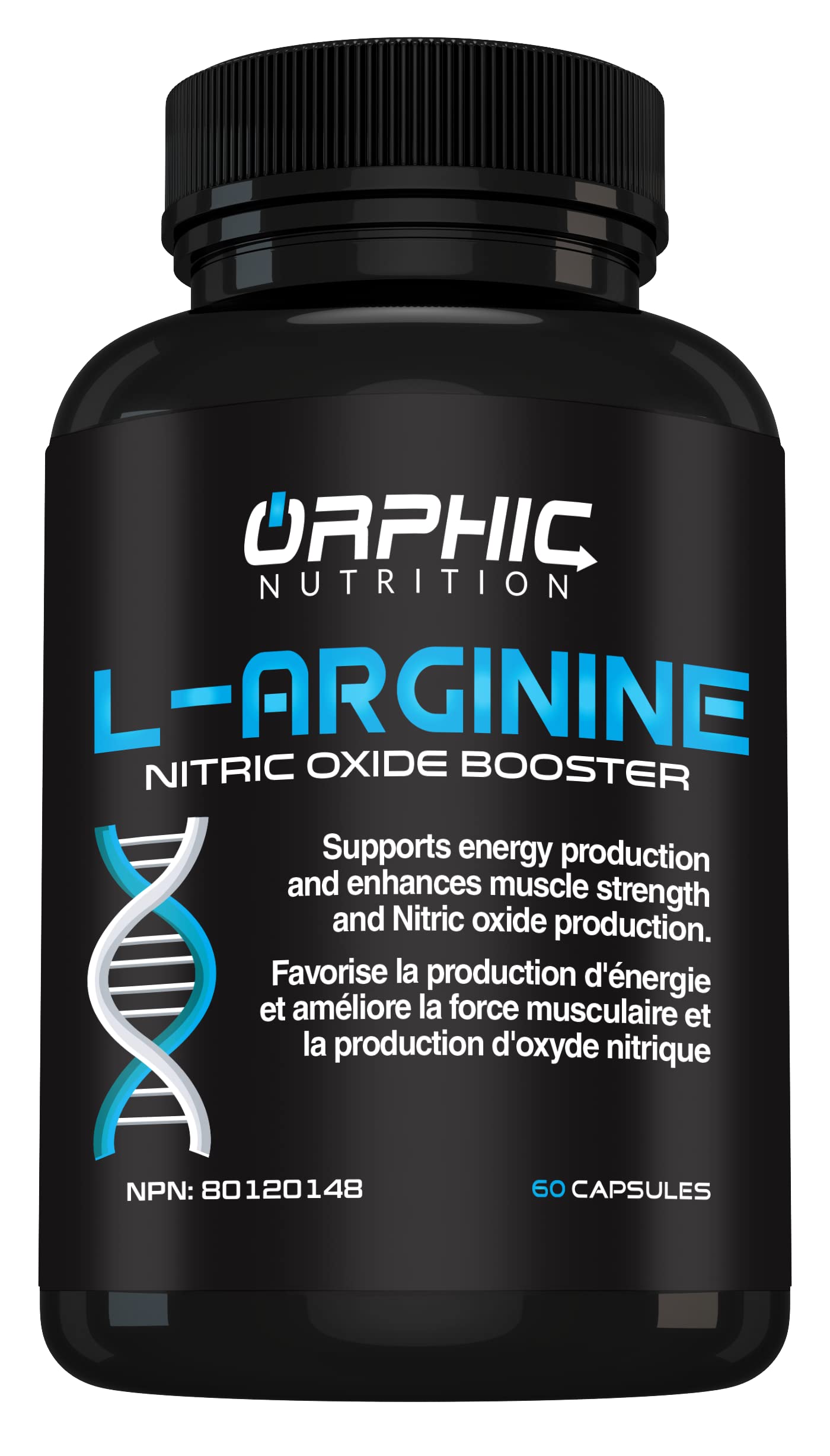 ORPHIC NUTRITION L Arginine Supplement for Men 1000mg+ - 60 Capsules - L Citrulline and Nitric Oxide Supplement to Support Muscle Health, Exercise Endurance, Vascularity, Heart Health, Energy Levels*