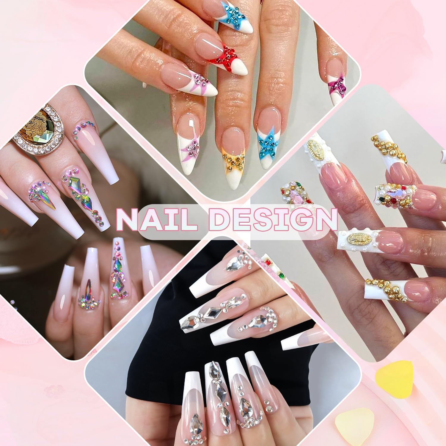 10000Pcs Colorful Nail Rhinestones and Charms for Nail Art, Flatback Nail Pearls and Caviar Nail Beads(Silver+Gold), Bedazzling Rhinestones Jewels Kit Nail Gems Pearl Nail Charms for Manicure Decor