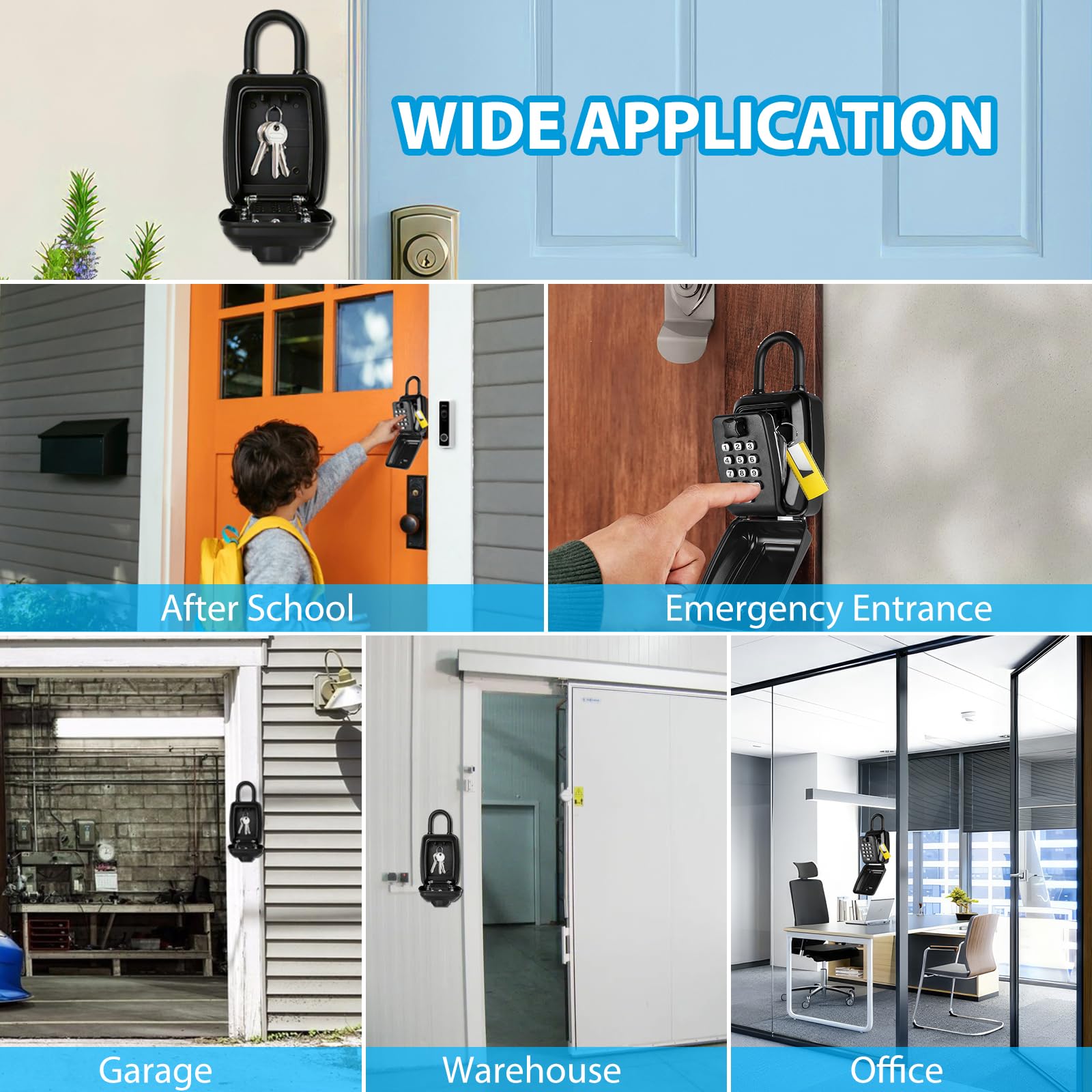 Key Safe Wall Mounted Police Approved,Large Capacity Outdoor Key Lock Box with Resettable 12-Digit Code - Image 4
