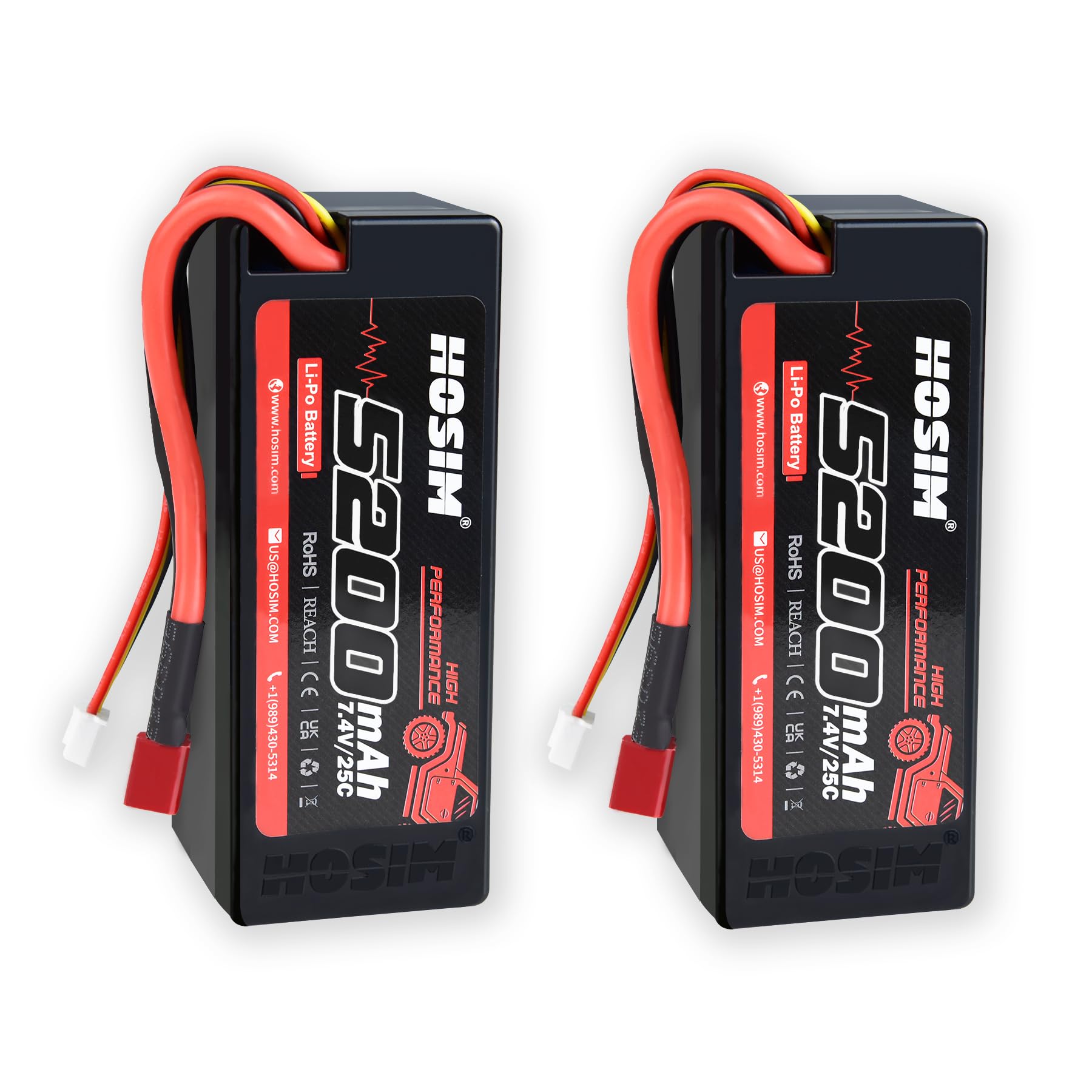 Amazon.com: Hosim 2Pack 2S 7.4V 25C 5200mAh Lipo Battery for X08