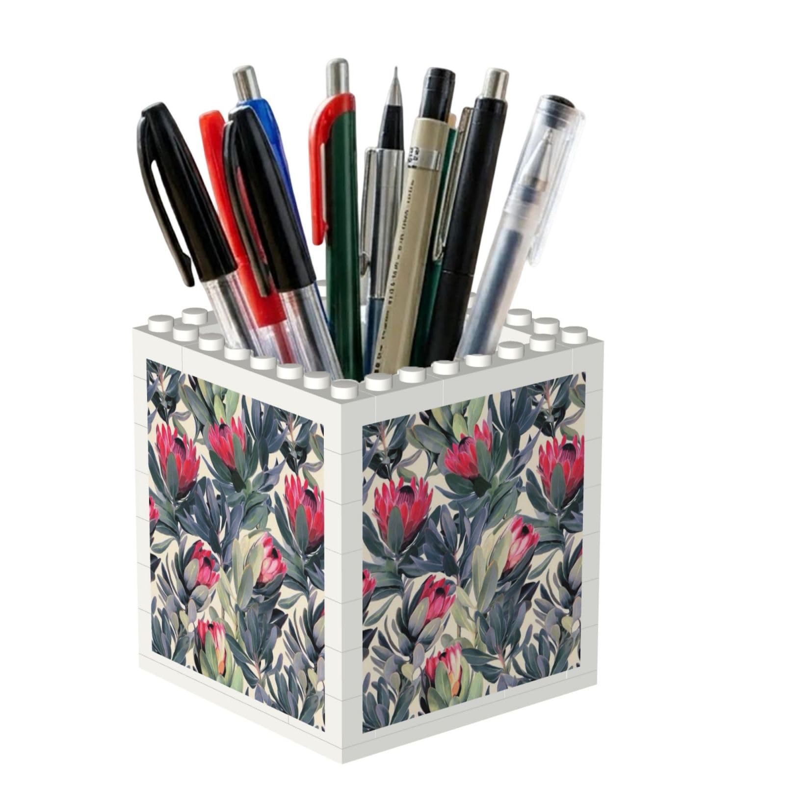 Poadnly Protea Paradise Printed, Pen Pot Pencil Holder for Office Home School, Compact Desk Organiser for Office Stationery