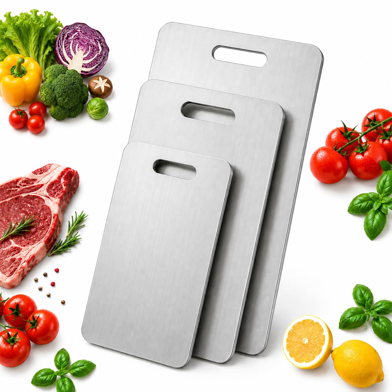 Tagliere in titanio double-face, antibatterico, inodore, lavabile in lavastoviglie, superficie senza BPA, 39 x 28 x 0,2 cm, durevole