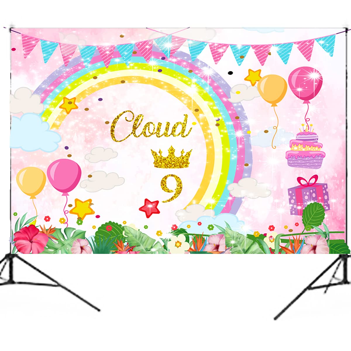 BEOXAGAR On Cloud 9 Photo Banner, 5ft*3ft On Cloud 9 Banner, 9th Birthday Party, 9th Birthday Decorations, On Cloud Nine Decorations, 9th Birthday, 9 Birthday Ideas, On Cloud 9.