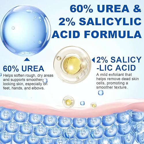 Miniatura 4 de Urea 60% + 2% ácido salicílico crema de pies para reparación de talones agrietados  Hidratante de pies de máxima fuerza para pies secos y agrietados