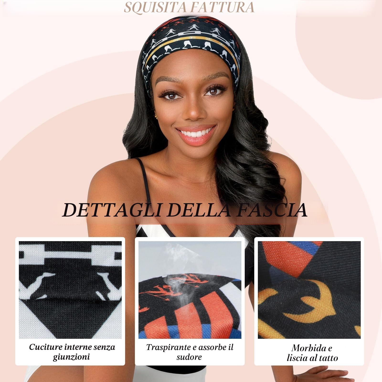 Africa fascia capelli donna, Elastico fasce per capelli 6 pezzi Boho fascette per capelli Yoga Headband accessori capelli donna