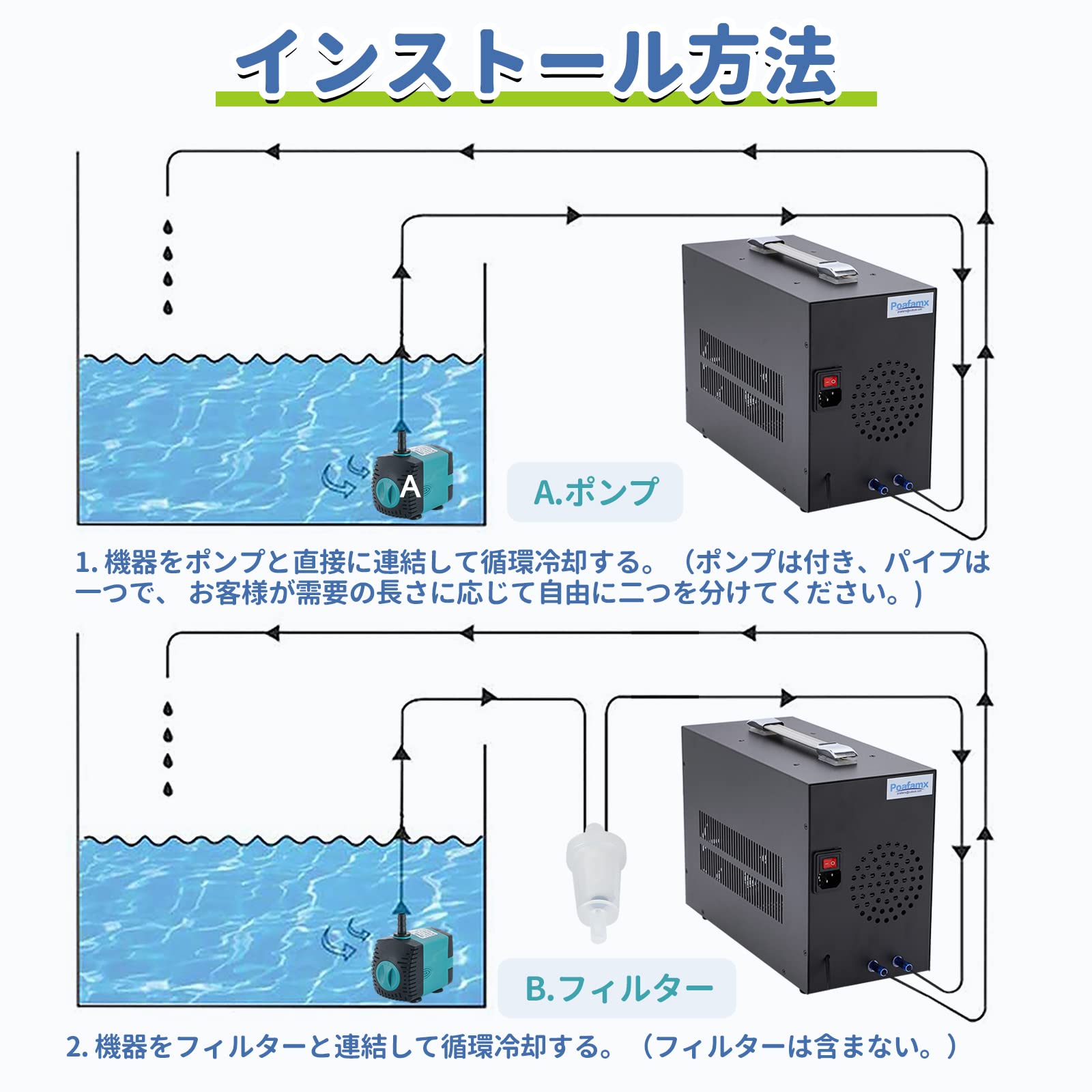 Poafamx 水槽用クーラー　60L 冷却のみ Amazon | Poafamx 水槽クーラー 60L冷却と加熱 ペルチェ式 15-40