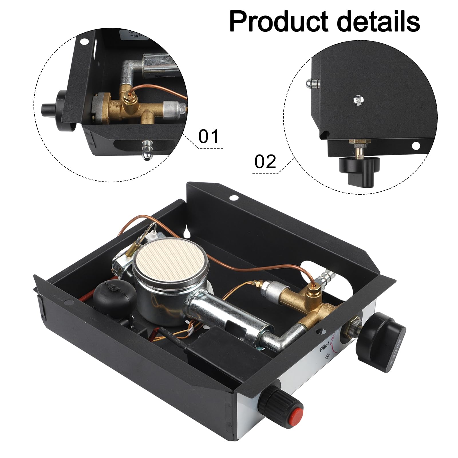 Terrassenstrahler Brennermodule 47000 BTU Terrassenstrahler Brenner Steuerbox Ersatzteile Glasrohrheizungen Steuereinheit mit Thermoelement für Außenturm Propangasheizungen (B)