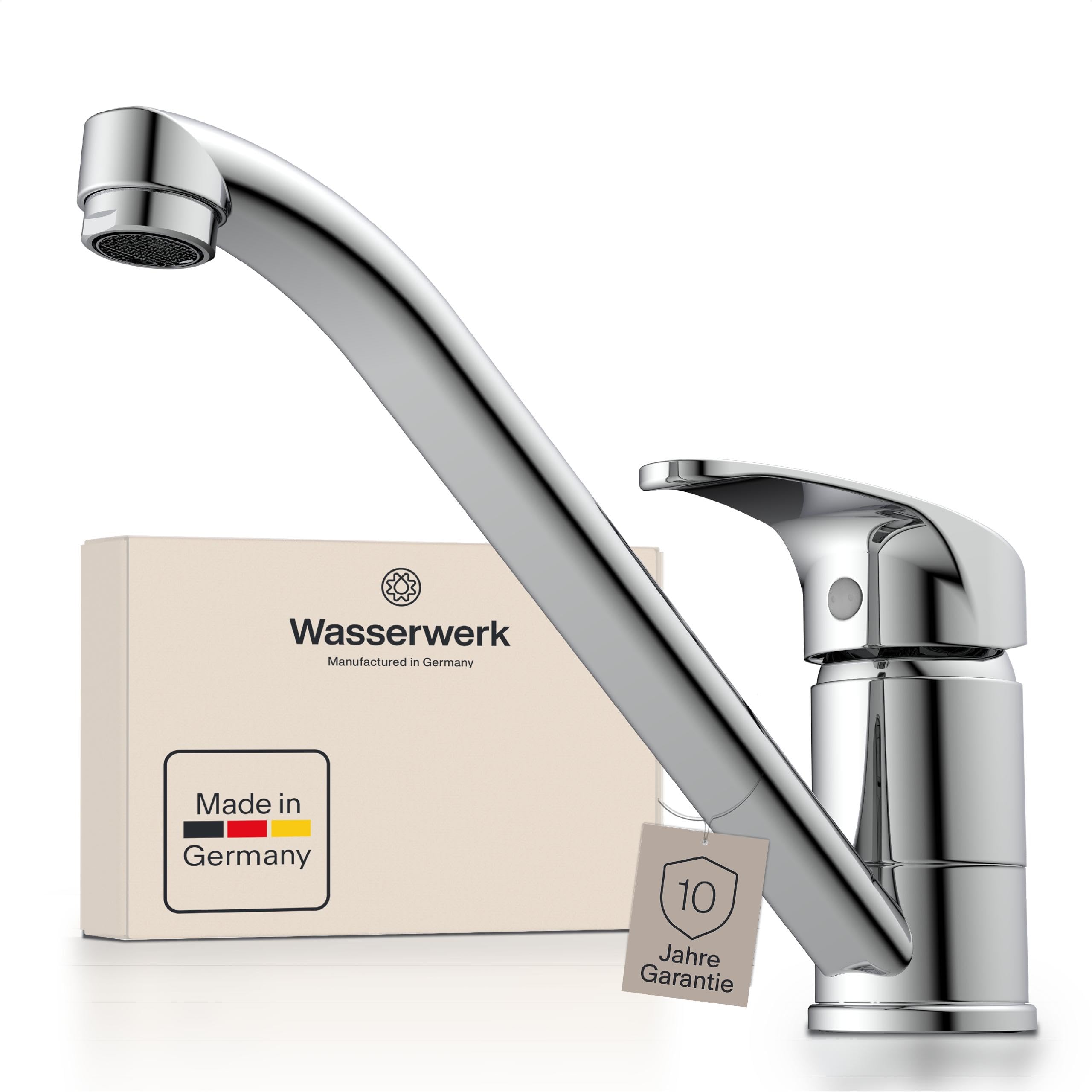 Küchenarmatur WK8 | Wasserhahn Küche | Armatur Spültisch | Mischbatterie für die Küche | Spültischarmatur mit Einhebelmischer | Made in Germany | Chrom