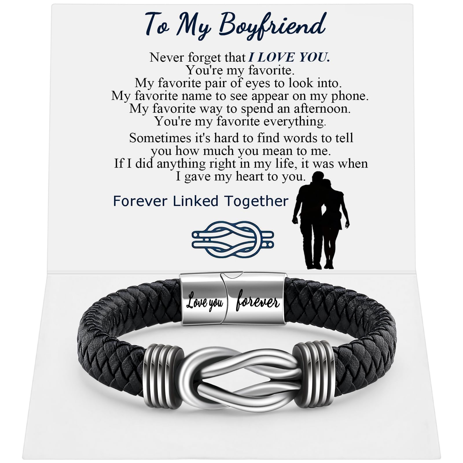 Infinity Knot Leather Bracelet Forever Linked Together Bracelet Birthday Christmas Anniversary Bracelet Idea Mens Braided Cuff 7.8/8.5/9 Inches