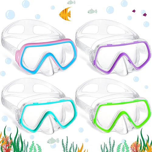 4 gafas de natación unisex para niños de 6 a 14 años, de vidrio templado, máscara de buceo, máscara de natación con cubierta de nariz, gafas de