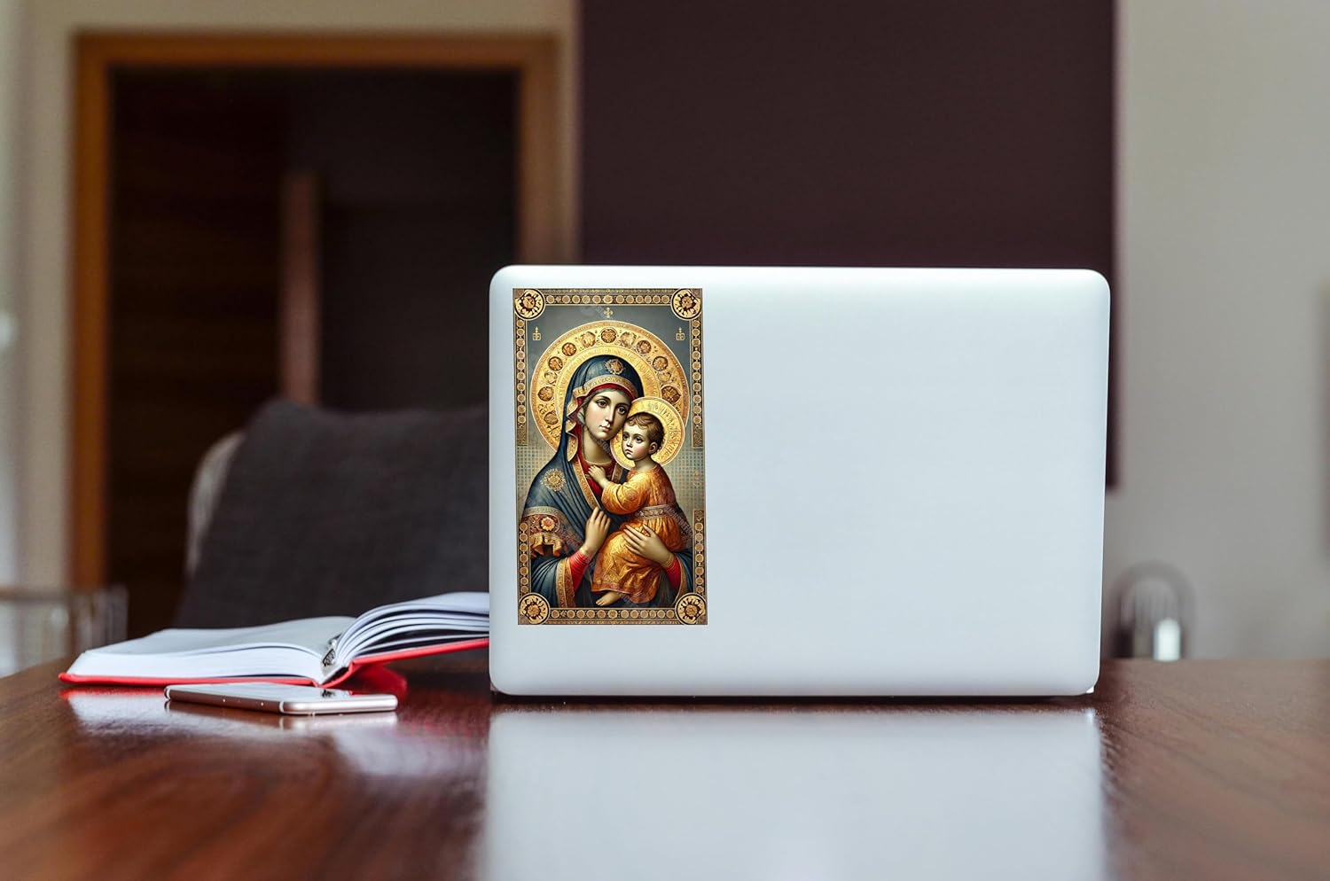 Orthodox Ukrainian Religious Vinyl Decals – Designs for Home, Car, Laptop, Phone, Water Bottles, and Desktop Computer (Ornate Ukrainian Theotokos Icon) - Image 3