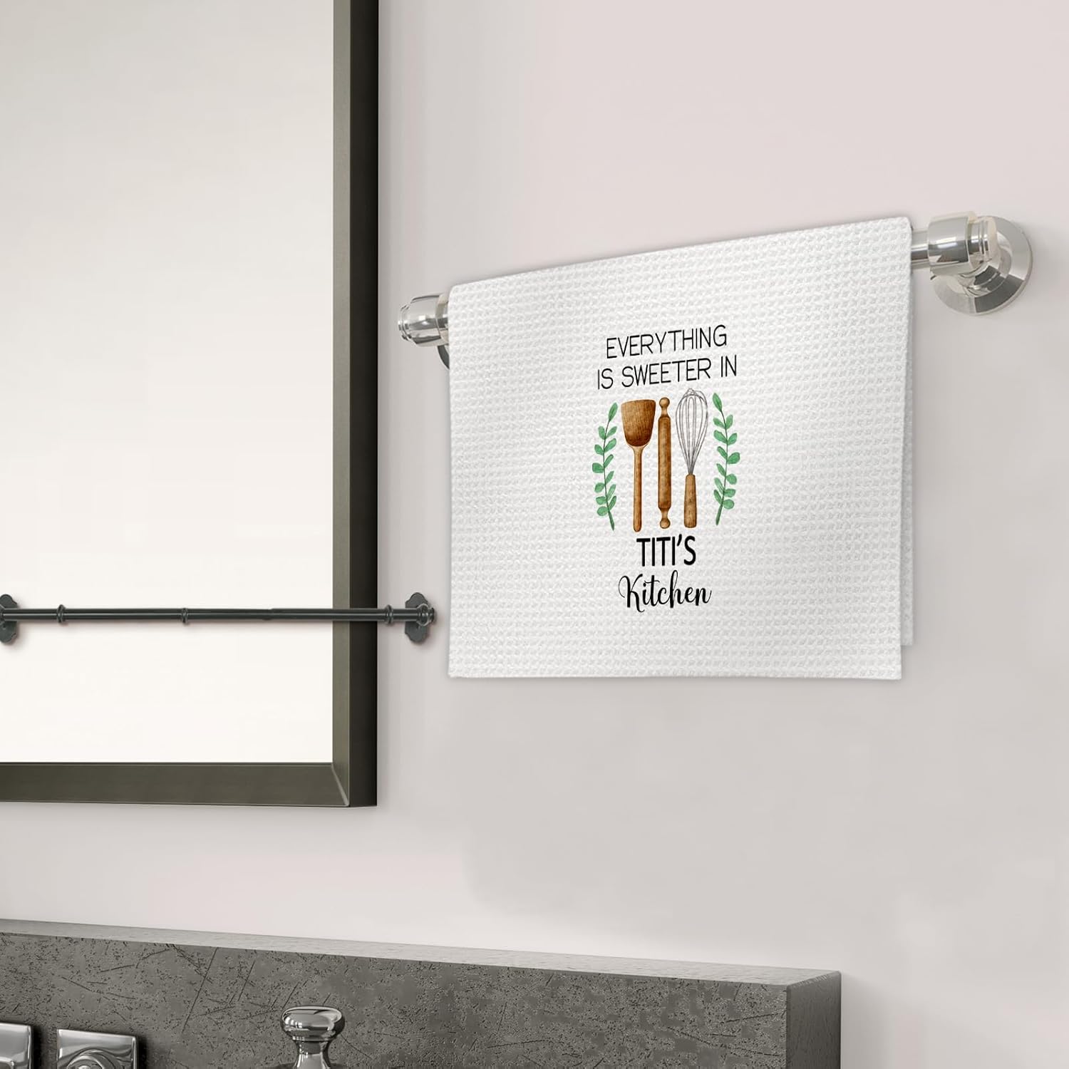 Titi Gifts Kitchen Towels, Gifts for Titis Aunt Auntie Aunty Decorative Dish Towels, Titis Gift from Nephew Niece Hand Towel for Kitchen, Everything is Sweeter in Titi’s Kitchen Decor(16x24 in) - Image 3