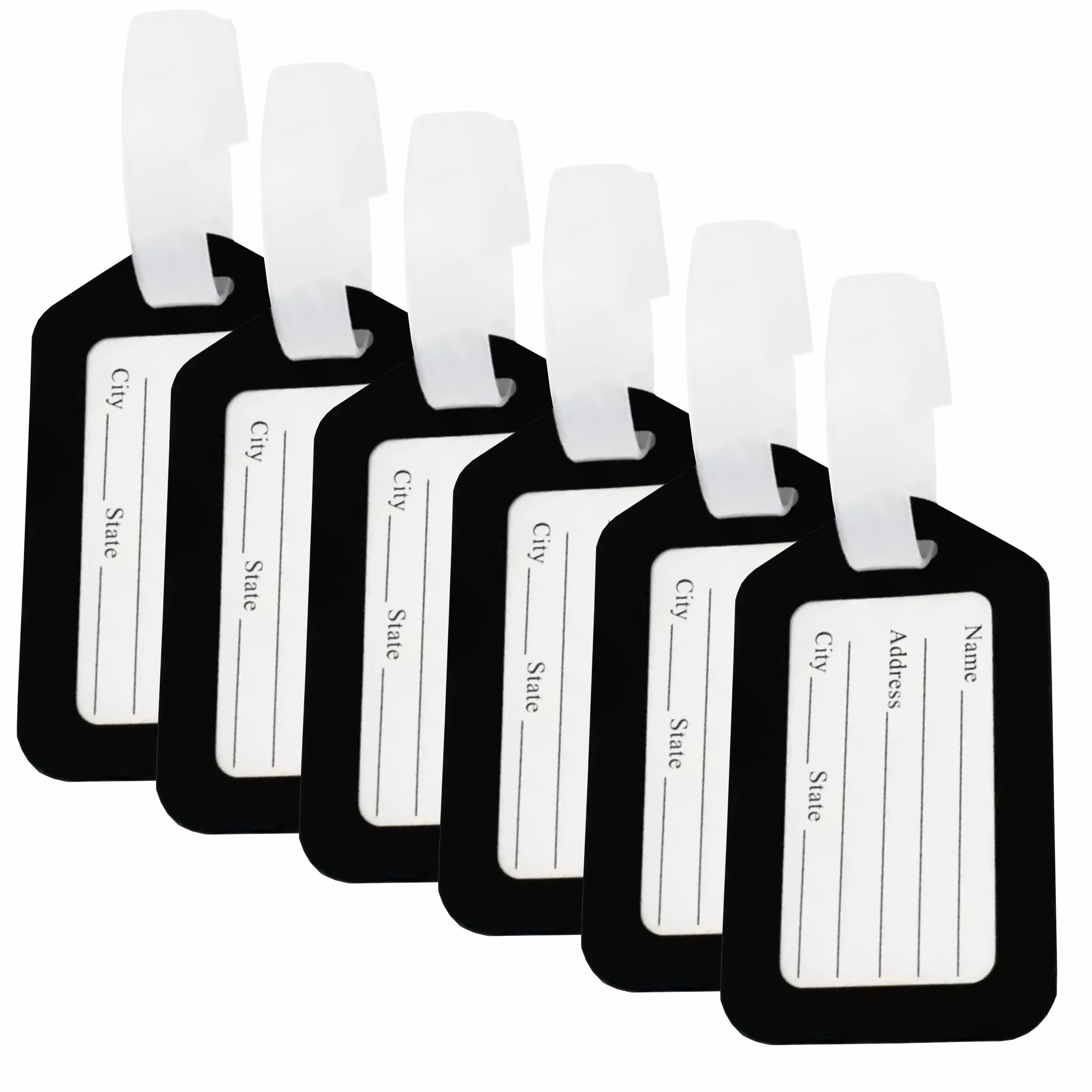 iBuddy Pack of 6 Luggage Tags with Name ID Tags for Luggage Travel Tags for Trolley Bags for Flight Easy Identification of Bags - Black-image-37
