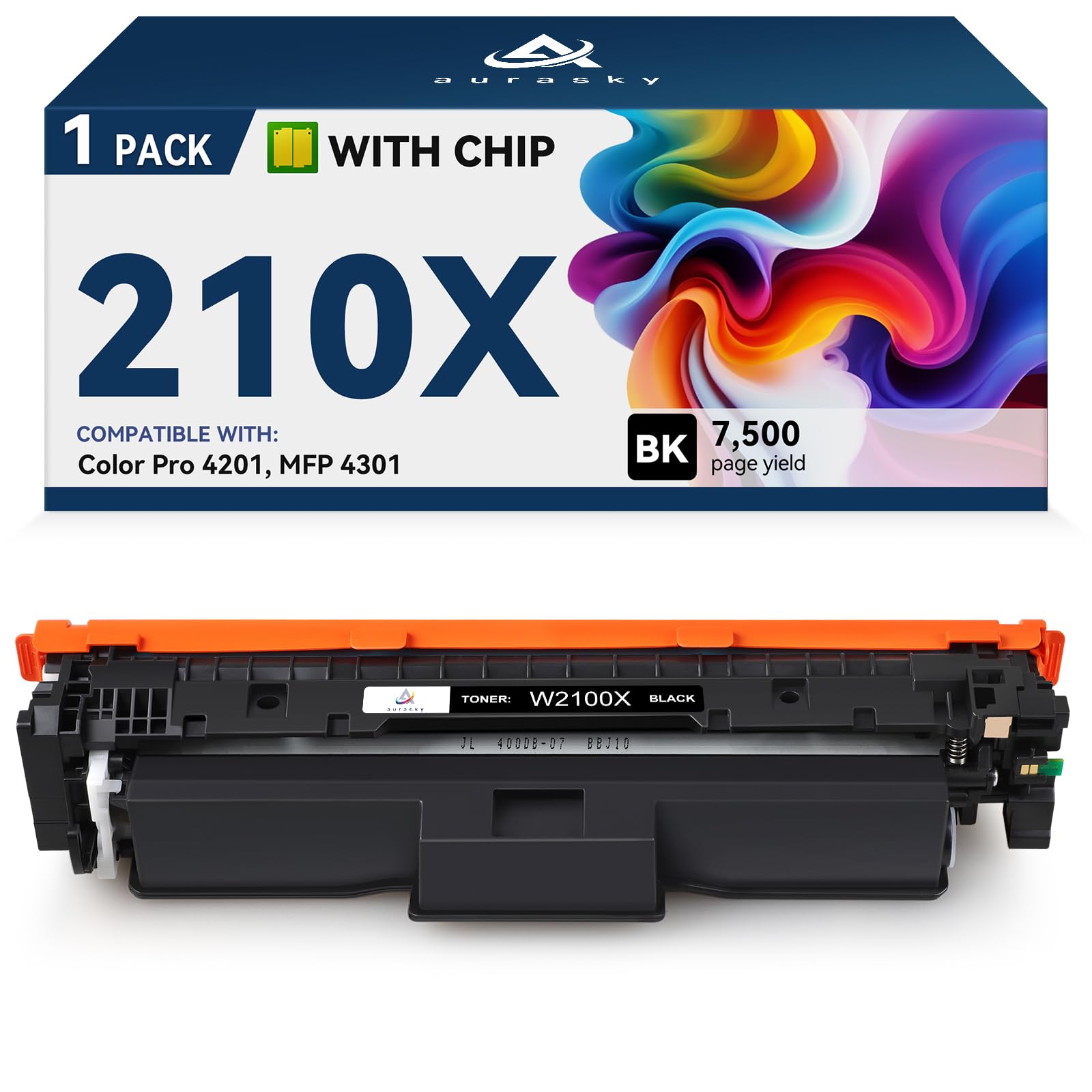 210X Black Toner Cartridge Compatible Replacement for HP 210X W2100X 210A High-Yield Version Works with HP Color Pro MFP 4301 4201 Series 4201dw 4201dn MFP 4301dw 4301fdn 4301fdw 1-Pack Black