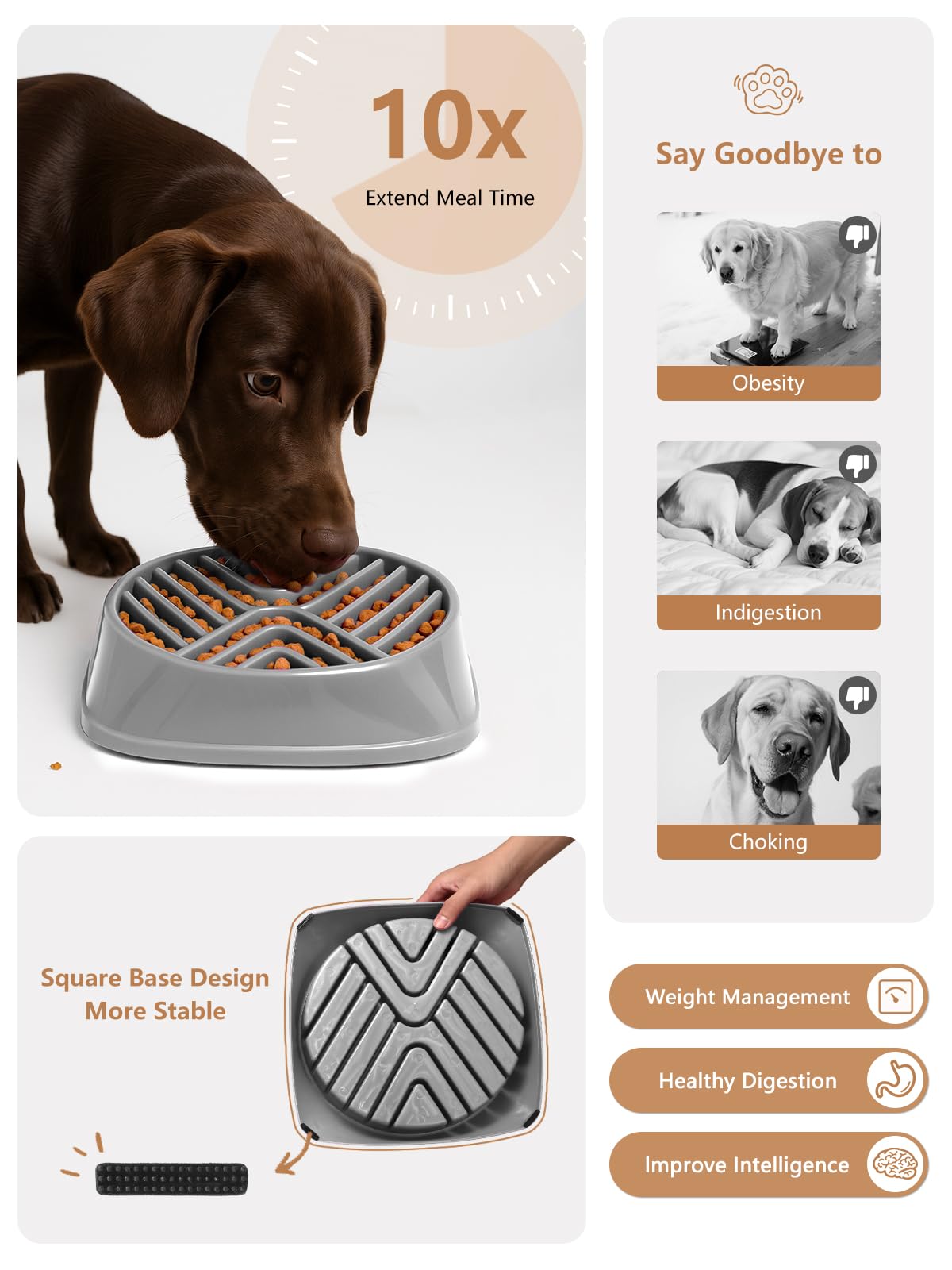 KASBAH Slow Feeder Dog Bowls Large Breed, 5 Cups Capacity for Wet & Dry Food, Puzzle Maze Bowl for Fast Eaters, Non-Slip Base, BPA Free, Helps Prevent Bloat and Aid Digestion - image 4