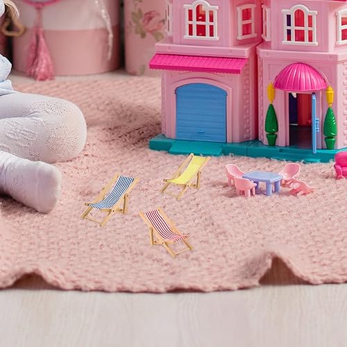 Miniatura 4 de 6pcs silla de playa modelo plegable miniatura silla de salón mini decoración de casa para decoración plegable modelo de playa modelo cubierta modelo