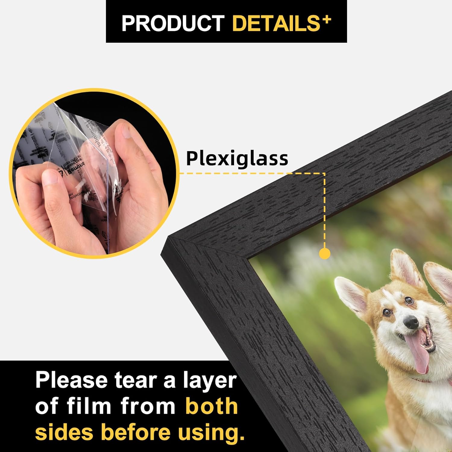 TOFOREVO 10x10 Square Picture Frames Set of 6 Black Wood Grain Photo Frame for Gallery Wall Mounting or Tabletop Display