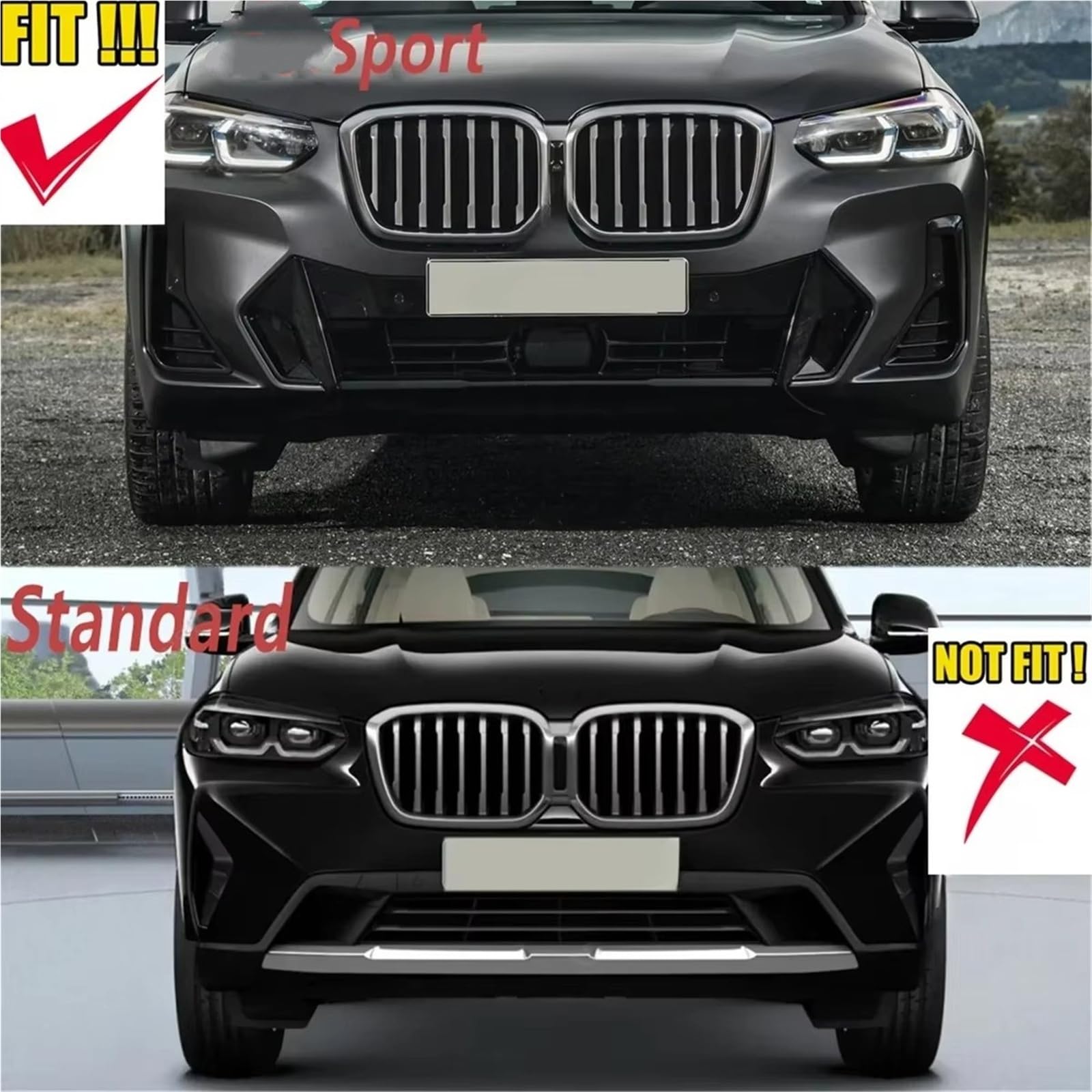 Auto Labbro Inferiore Anteriore Spoiler Per BMW Per X3 G01 Per X4 G02 IX3 M-Pack 2022 2023 2024 MP Style Paraurti Anteriore Labbro Splitter Spoiler Accessori Esterni BodyKit(Gloss Black)