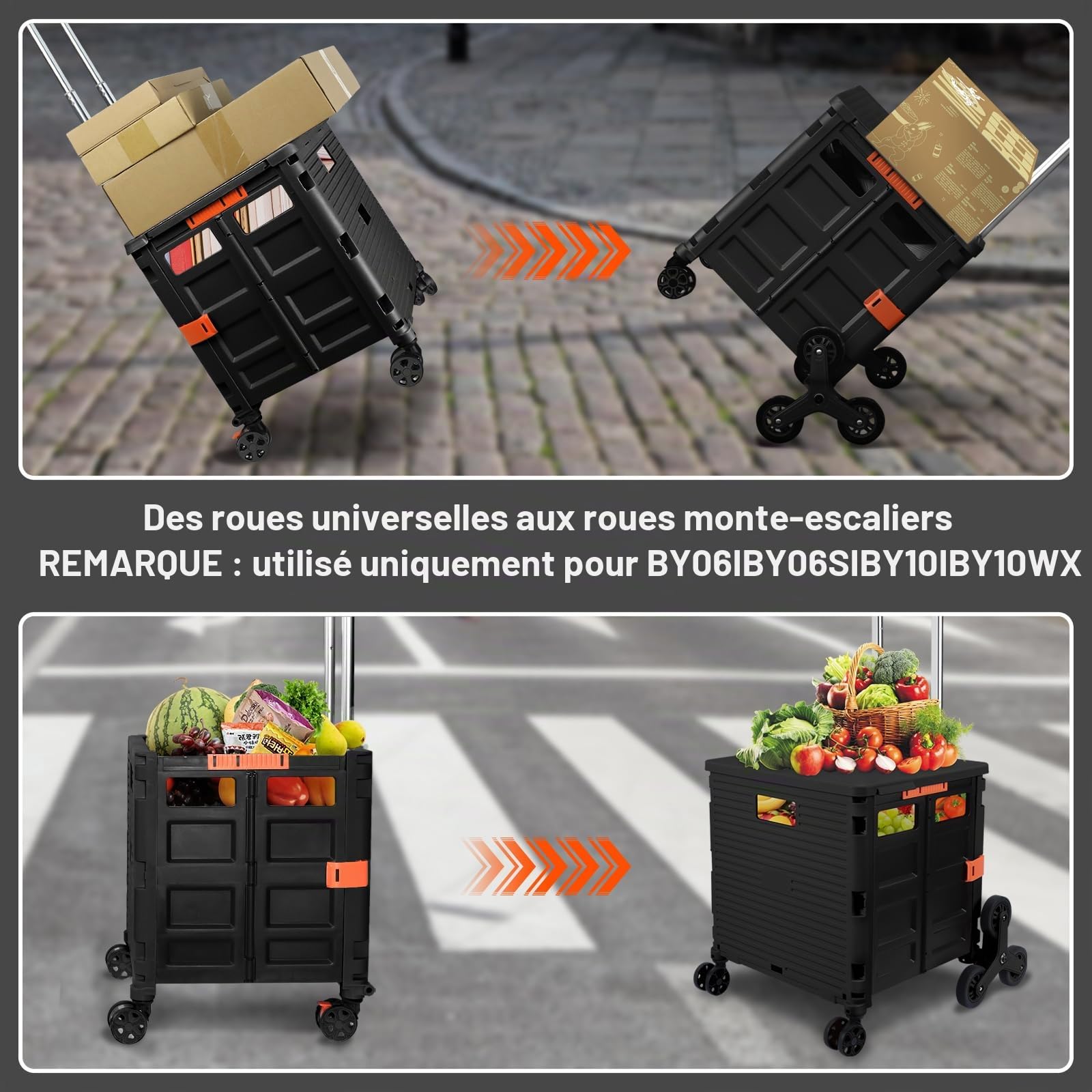 LexonElec x SELORSS 1 Paire de Roues de Remplacement Haute Résistance pour Escaliers - Roues Triangulaires Résistantes à l'Usure pour Chariot de Courses Pliable - Comprend Outil d'Installation