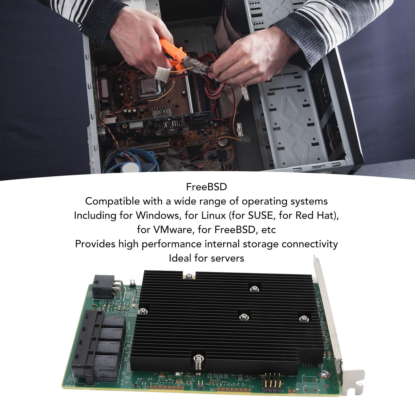 Yosoo Health Gear LSI SAS 9300 16I HBA Card, 12Gbps 16 Puertos SATA SAS HBA Host Bus Adapter Card HBA Raid Controller Card PCIe HBA Expander Card para para Linux para VMware