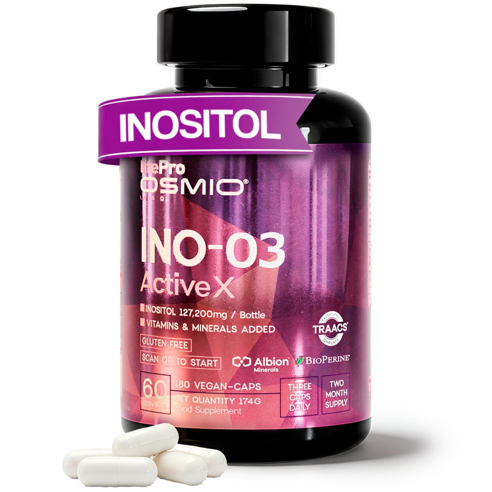 Life Pro Inositol Myo & D-Chiro Inositol 4240mg – Favorece el Equilibrio Hormonal Femenino y Metabólico, Energía Celular y Vitalidad, 180 Cápsulas, Suplemento con CoQ10, BioPerine, Vitaminas B y D3