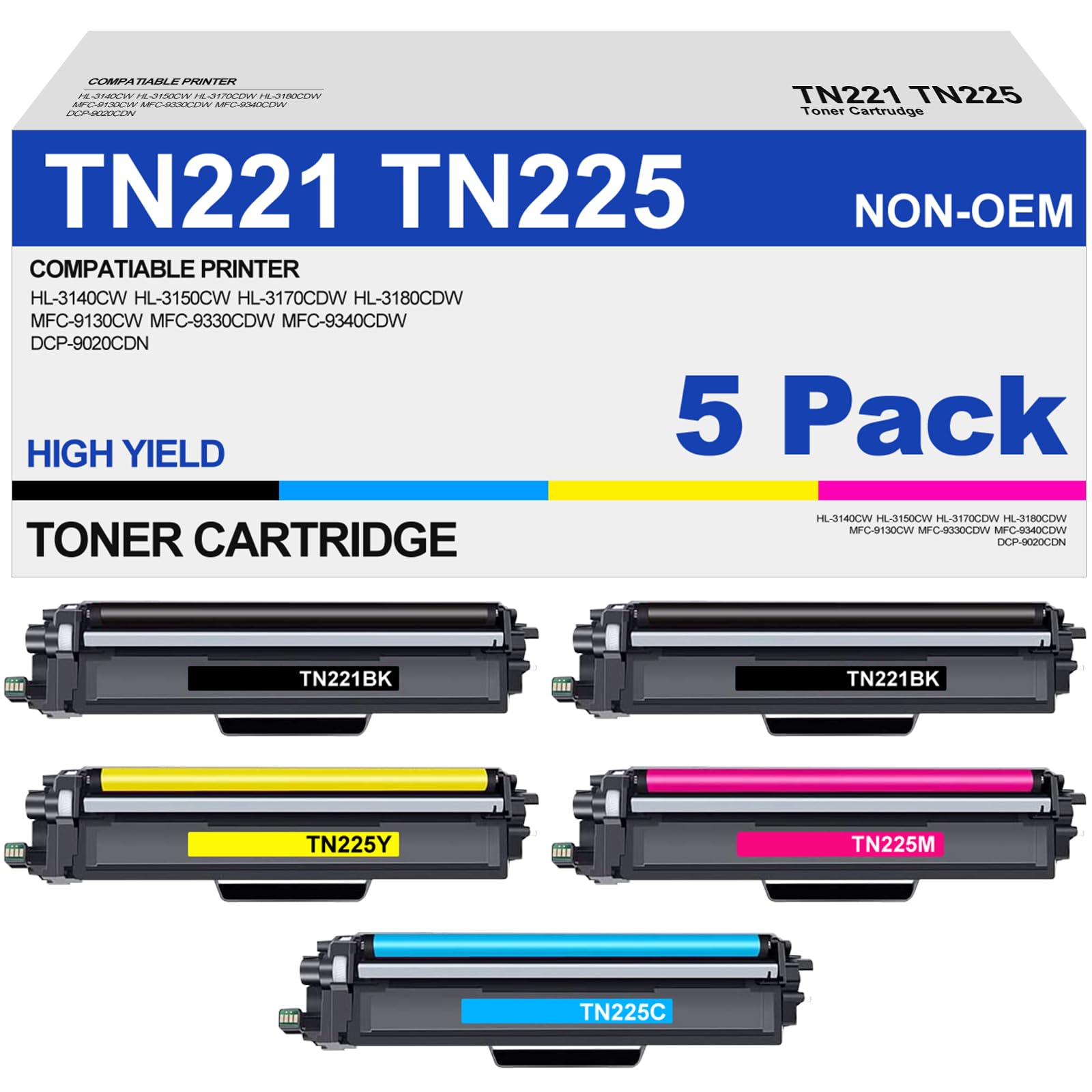 TN221 ブラック×2 マゼンタ×1 イエロー×1 Amazon.com: TN221 TN225 Toner Cartridge High Yield
