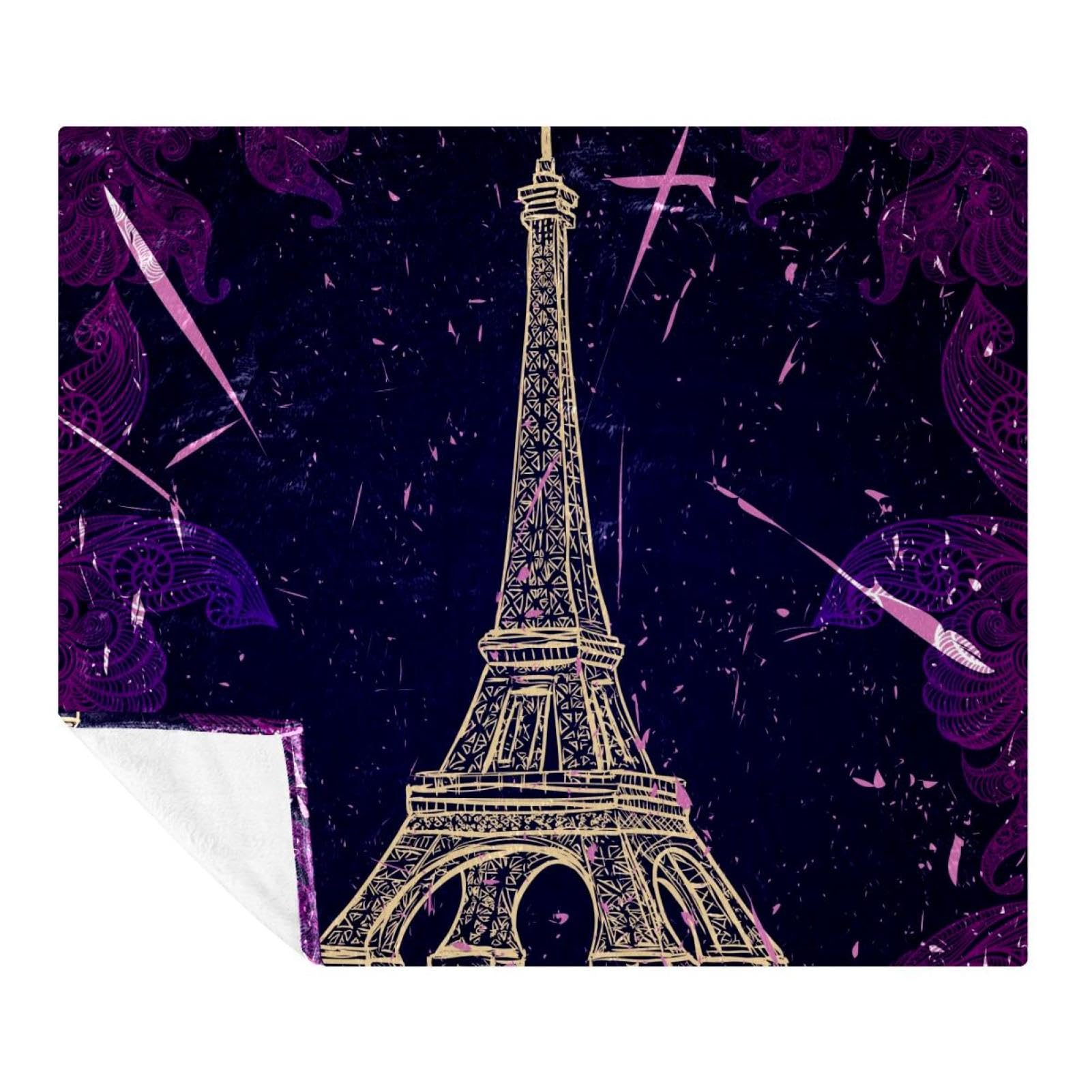 Couverture Tour Eiffel douce pour cocooning sur le canapé et nuits de voyage