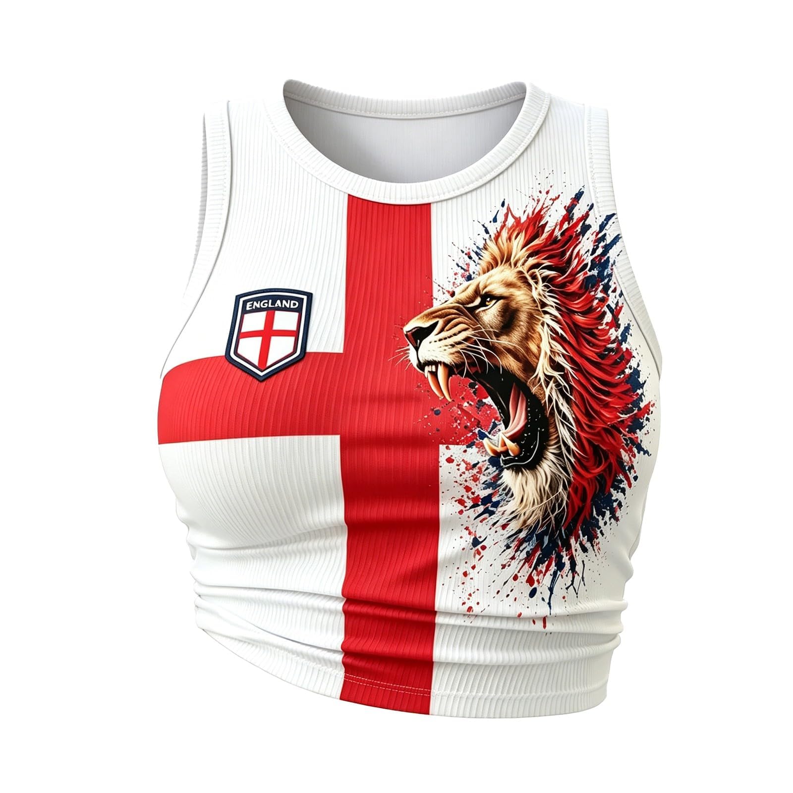 Crop Tops for Women 2026 England Football Shirt Team Graphic Sleeveless Racerback Ribbed Cropped Tank Top Casual Wear Perfect Present for Football Lovers Match Day Outdoor Gatherings S-XXL โ image 1