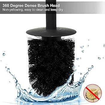 Brosse WC Murale Noire - Design Carré - 2 Têtes Incluses (PP Et Silicone) - Élégant Et Pratique