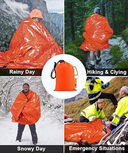 Miniatura 6 de Saco de dormir de emergencia para acampar, saco de dormir Bivvy con silbatos, ultraligero, impermeable, suministros de emergencia portátiles para