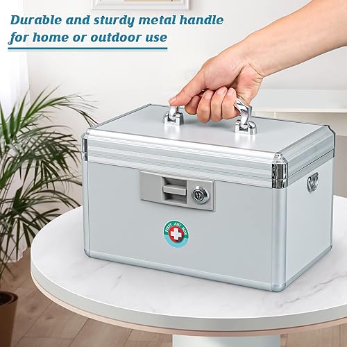 Miniatura 5 de KYODOLED - Caja de seguridad con llave para medicina, caja de primeros auxilios con cerradura, caja de almacenamiento de llaves para medicamentos,