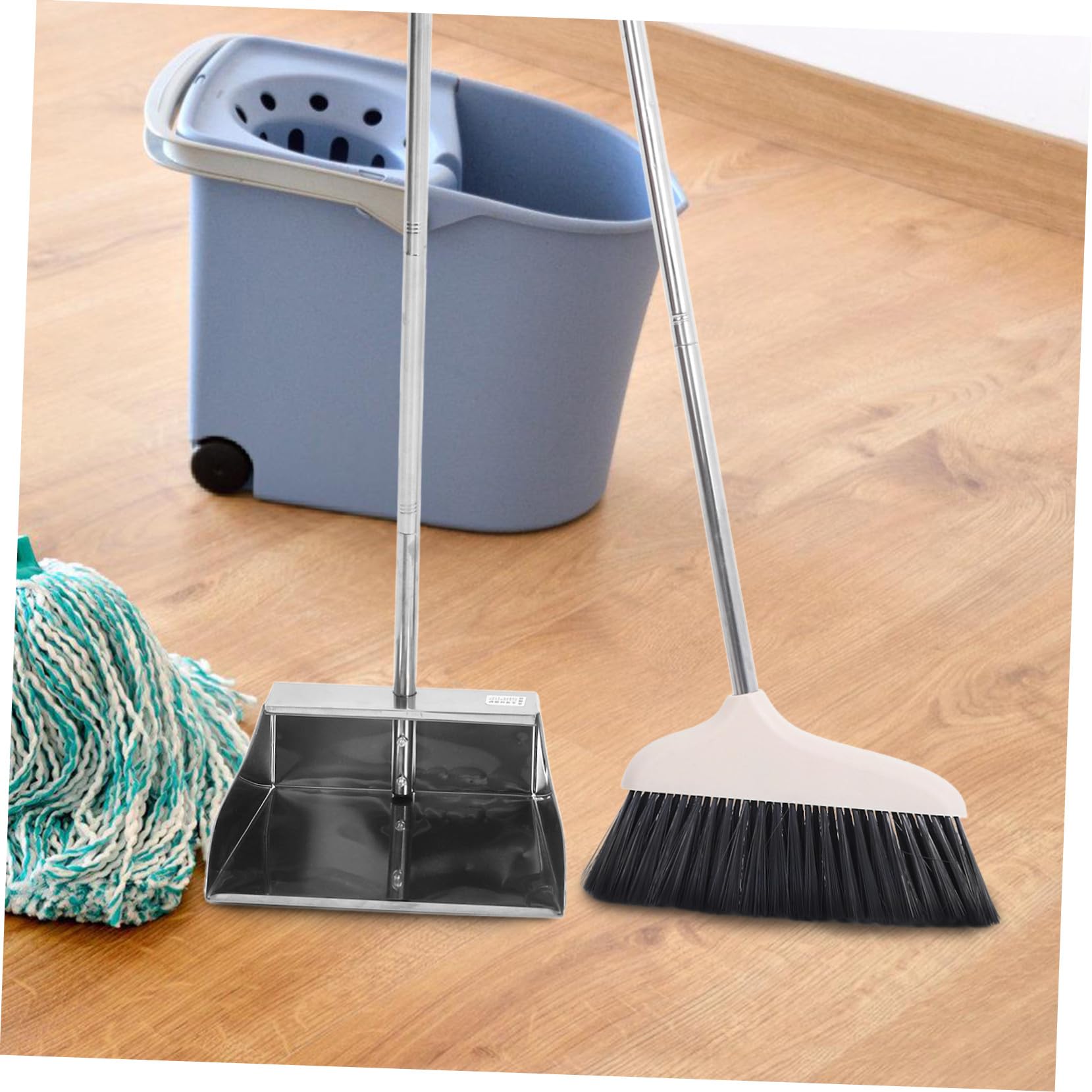 Teiliges Kehrset mit Langem Edelstahlgriff Ergonomisch Gebogene Kehrschaufel und Besen für Effiziente Bodenreinigung rutschfest Langlebig für Küche Büro und Haushalt