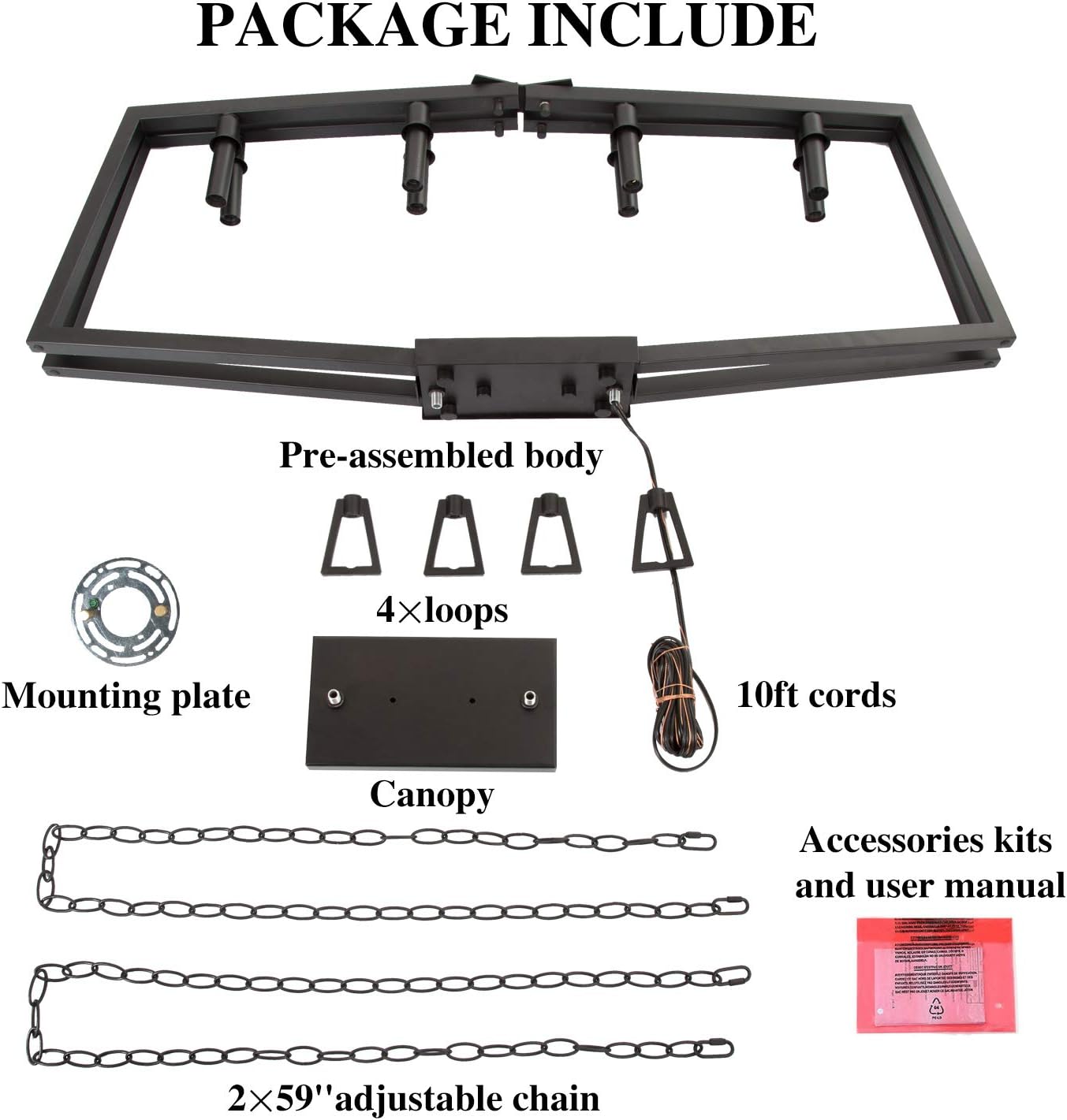 KSANA Black Chandelier, Modern 8 Lights Metal Light Fixture for Dining Room and Kitchen Island