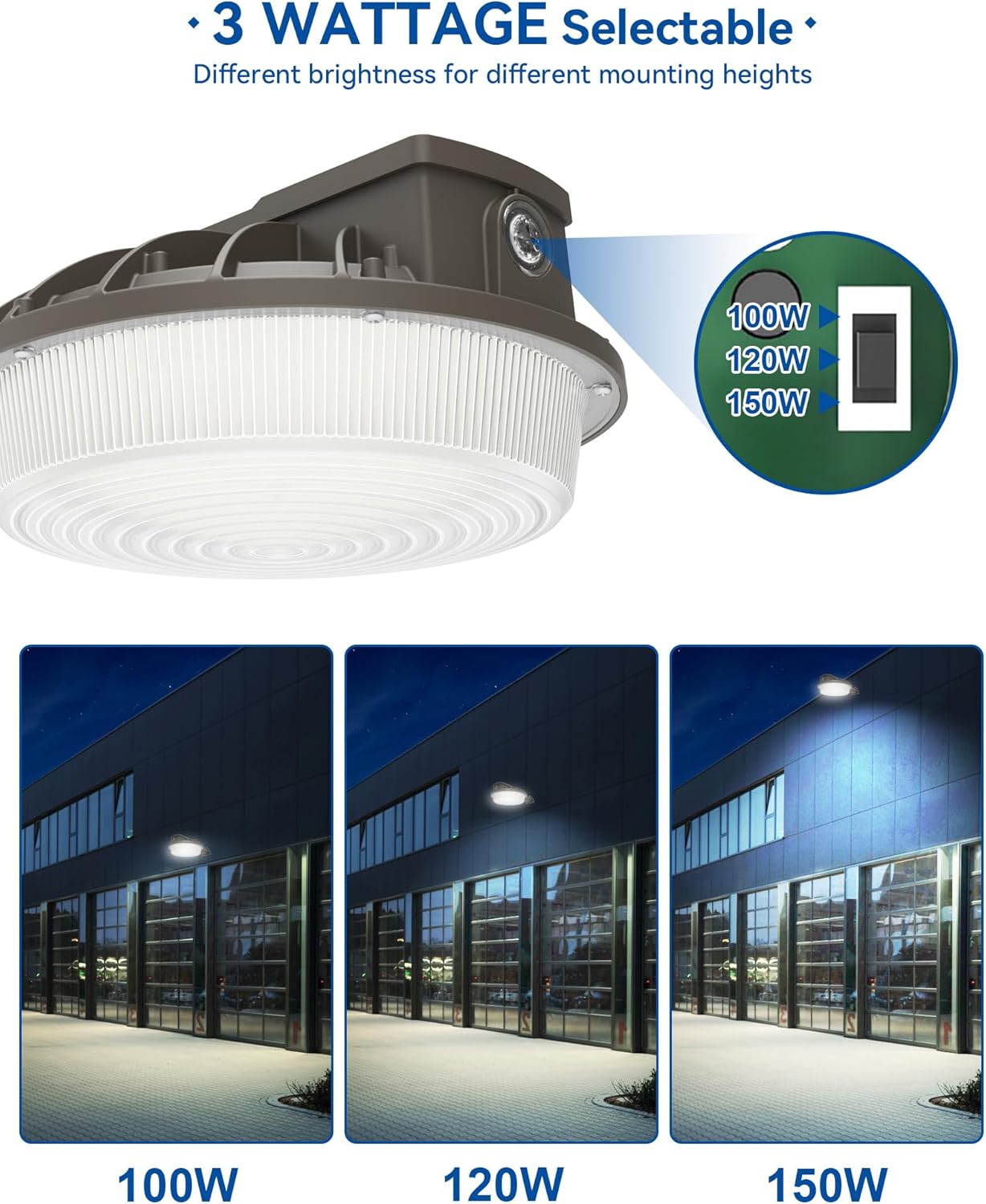 LTBLIGHT LED Barn Lights with Timed Dimming, 3CCT 150W Dusk to Dawn Outdoor Lighting with Adjustable Arm Mount, Max.22500LM Waterproof Outside Flood Lighting for Garage Street Warehouse
