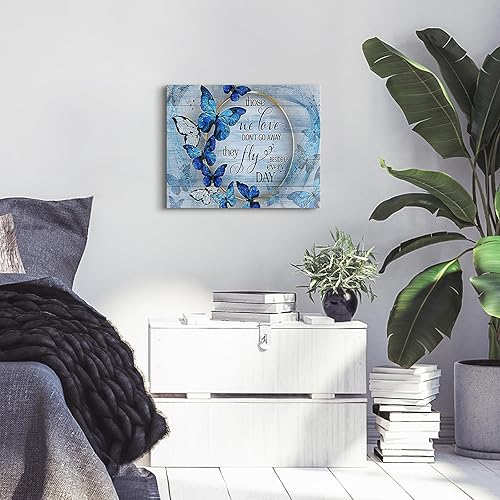 Miniatura 8 de Arte de pared inspirador de mariposa azul para baño, arte de pared azul para oficina, decoración de habitación, pinturas artísticas de mariposa