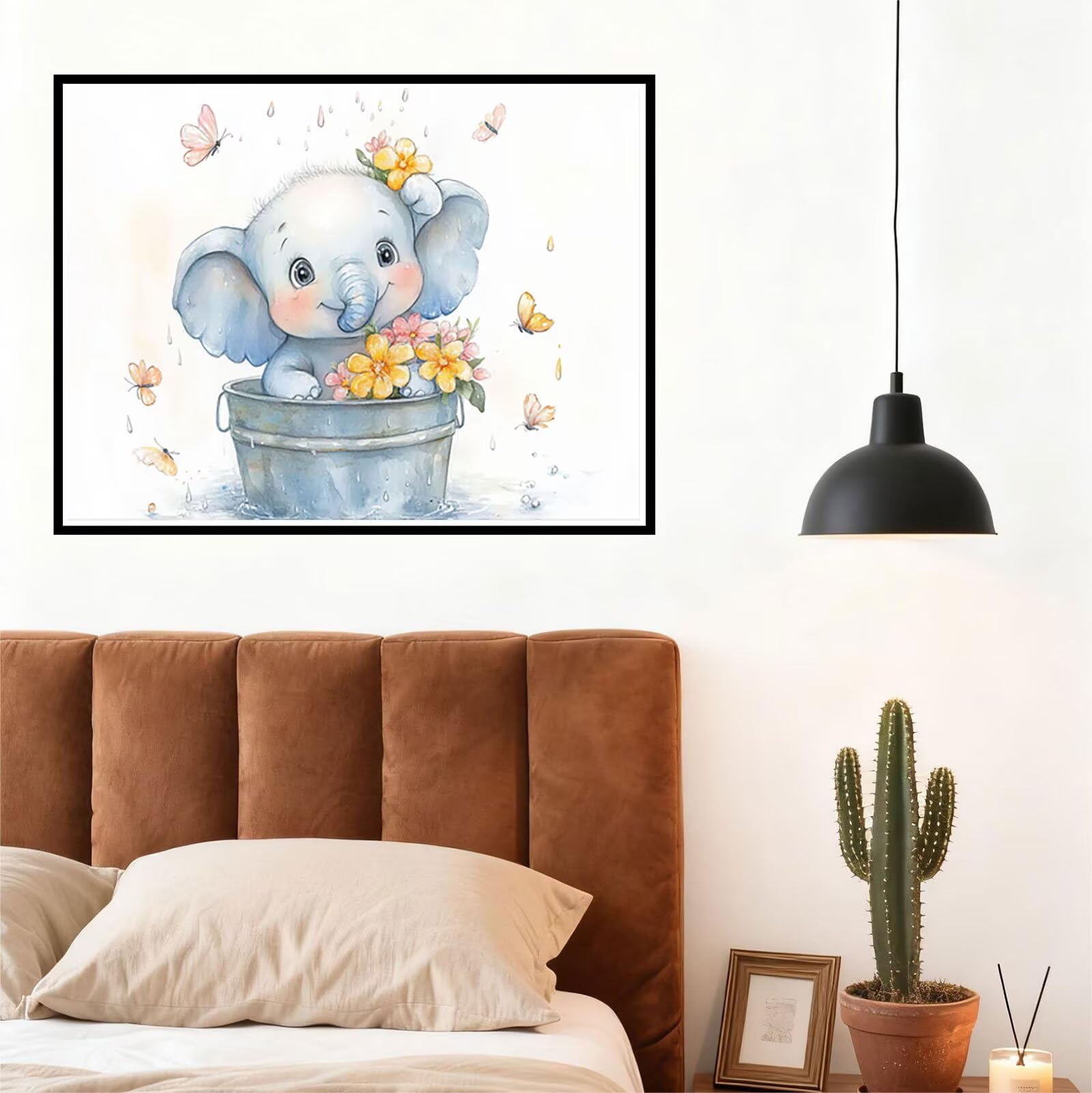 Peinture Numero Adulte Fleur Coloriage par Numero Adulte éLéPhant DIY Paint by Numbers, avec Pinceaux Peinture Loisir Creatif Enfant Numéro D'art Cadeau Femme, Pour Decoration Maison 80x100cm H - 909