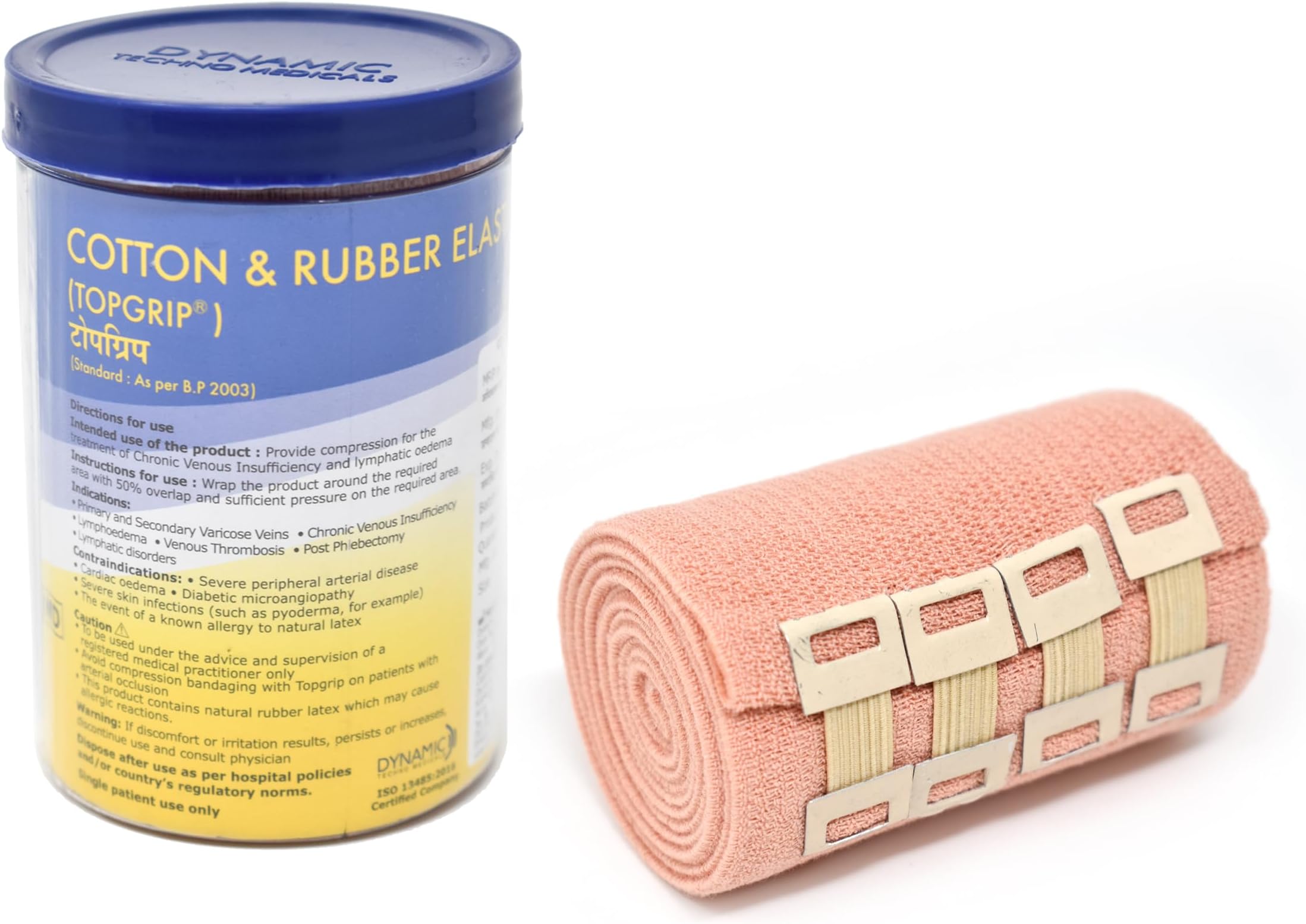 TopGrip Cotton and Rubber Elastic Bandage (Width 8 * 4 M stretch Length) pack of 1